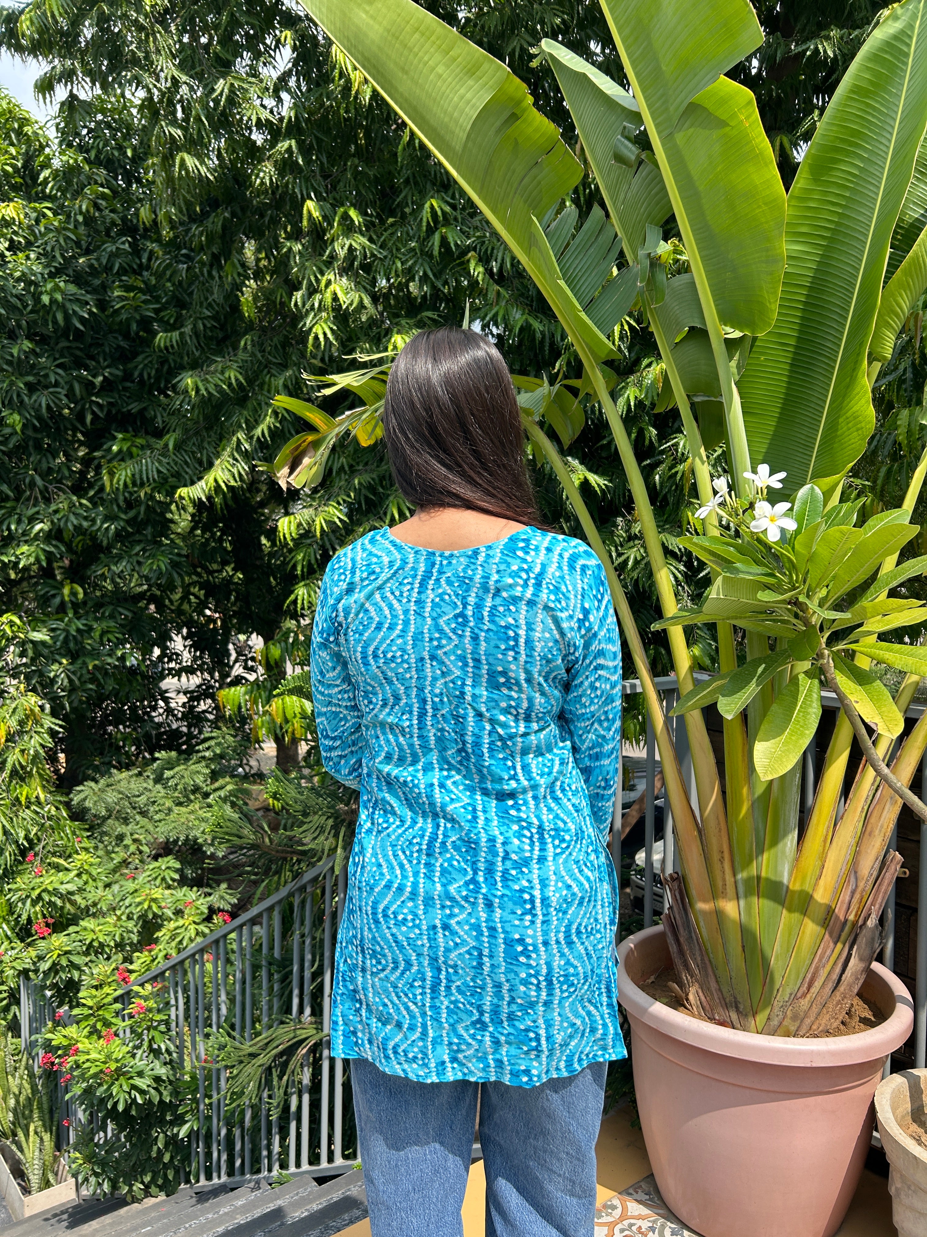 Light Blue Bandhej Noorani Kurti