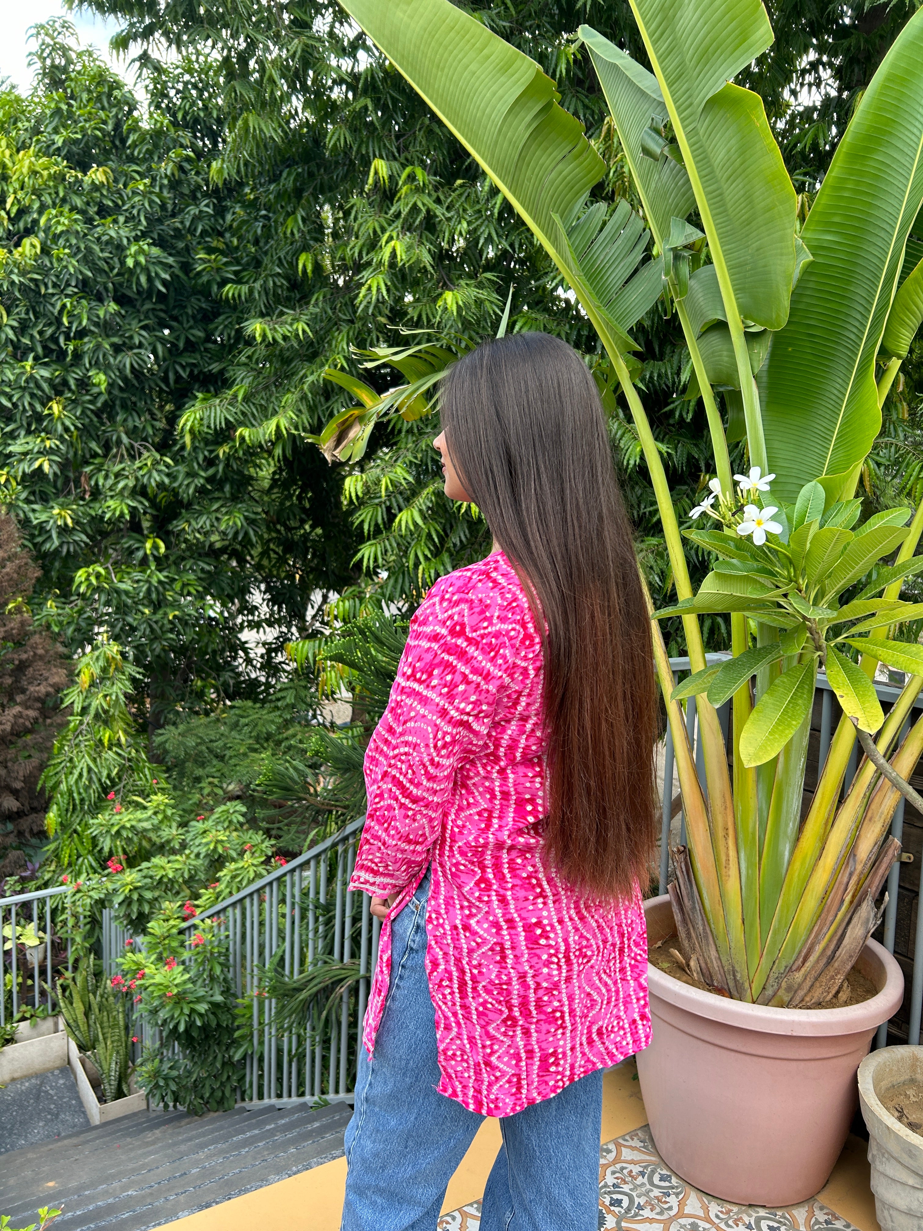 Light Pink Bandhej Noorani Kurti