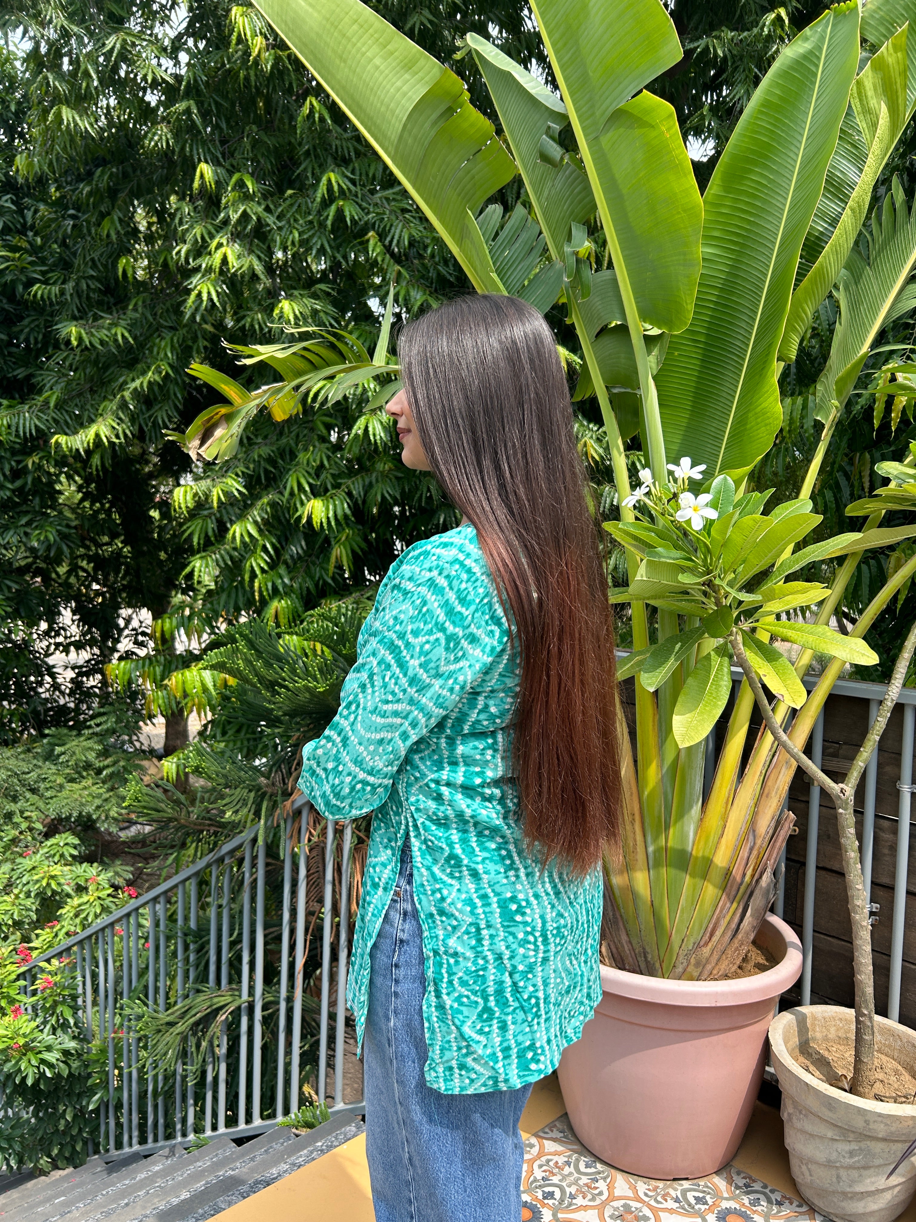 Light Green Bandhej Noorani Kurti