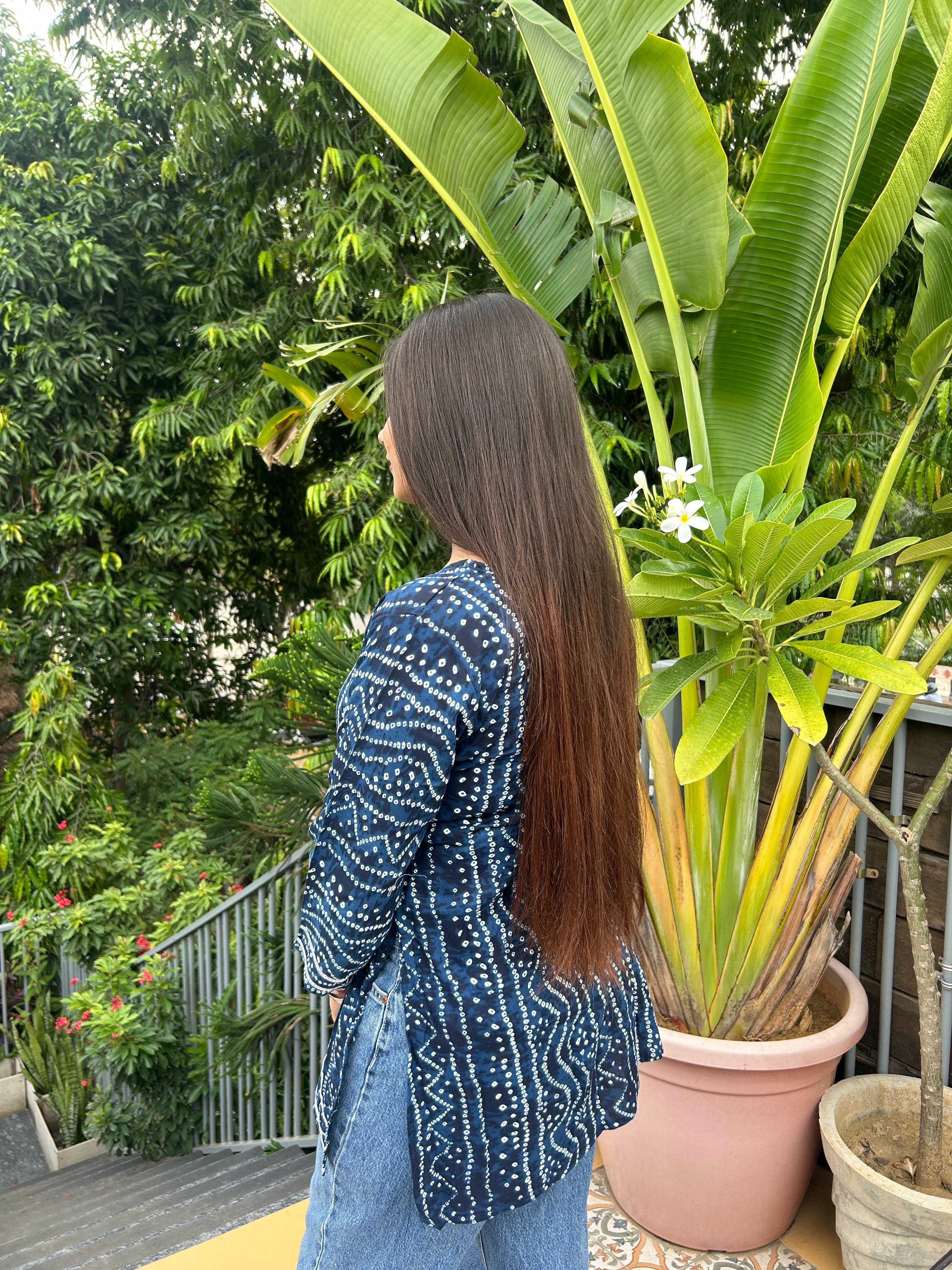 Blue Bandhej Noorani Kurti