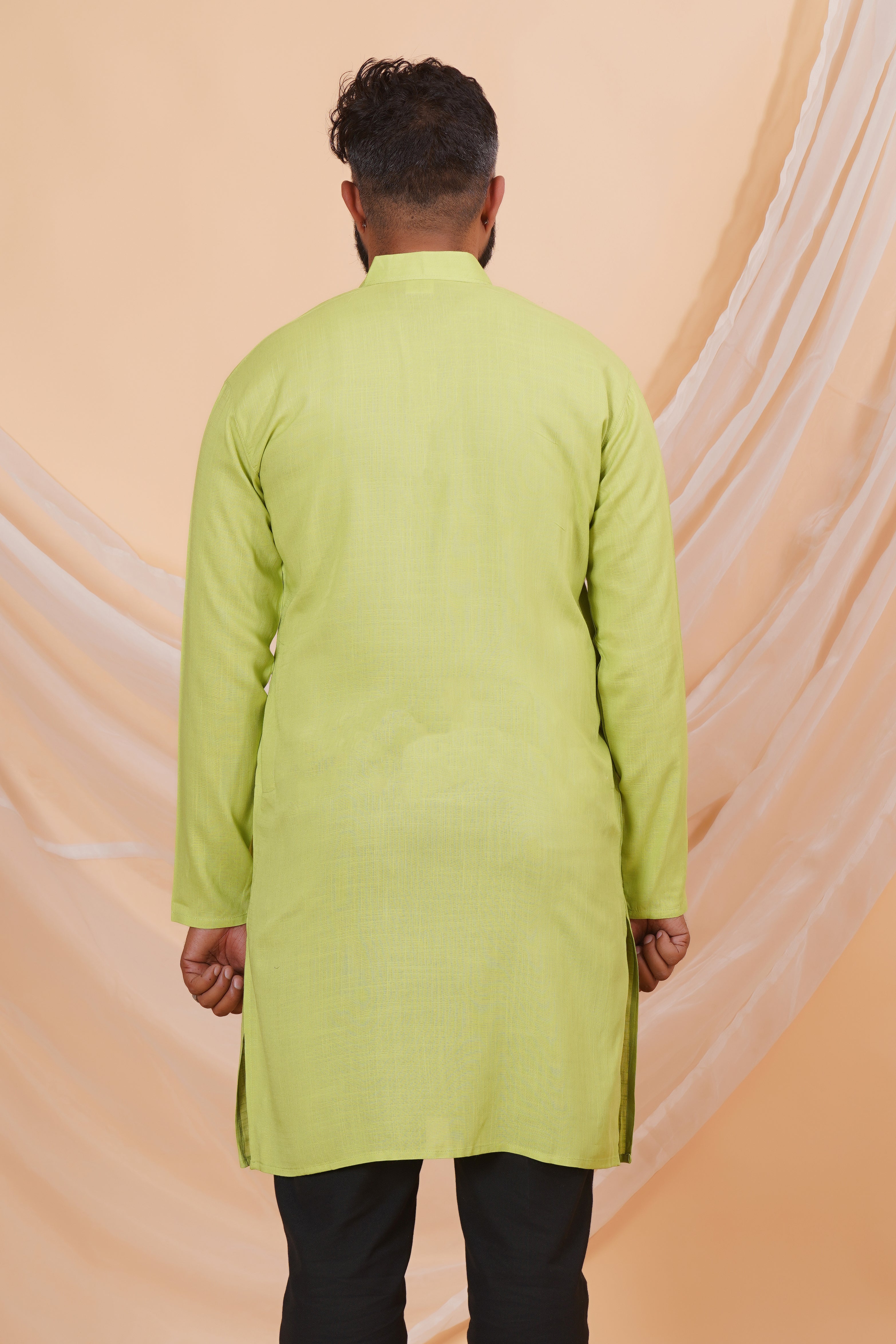 Pista Long Rayon Slub Solid Men's Kurta