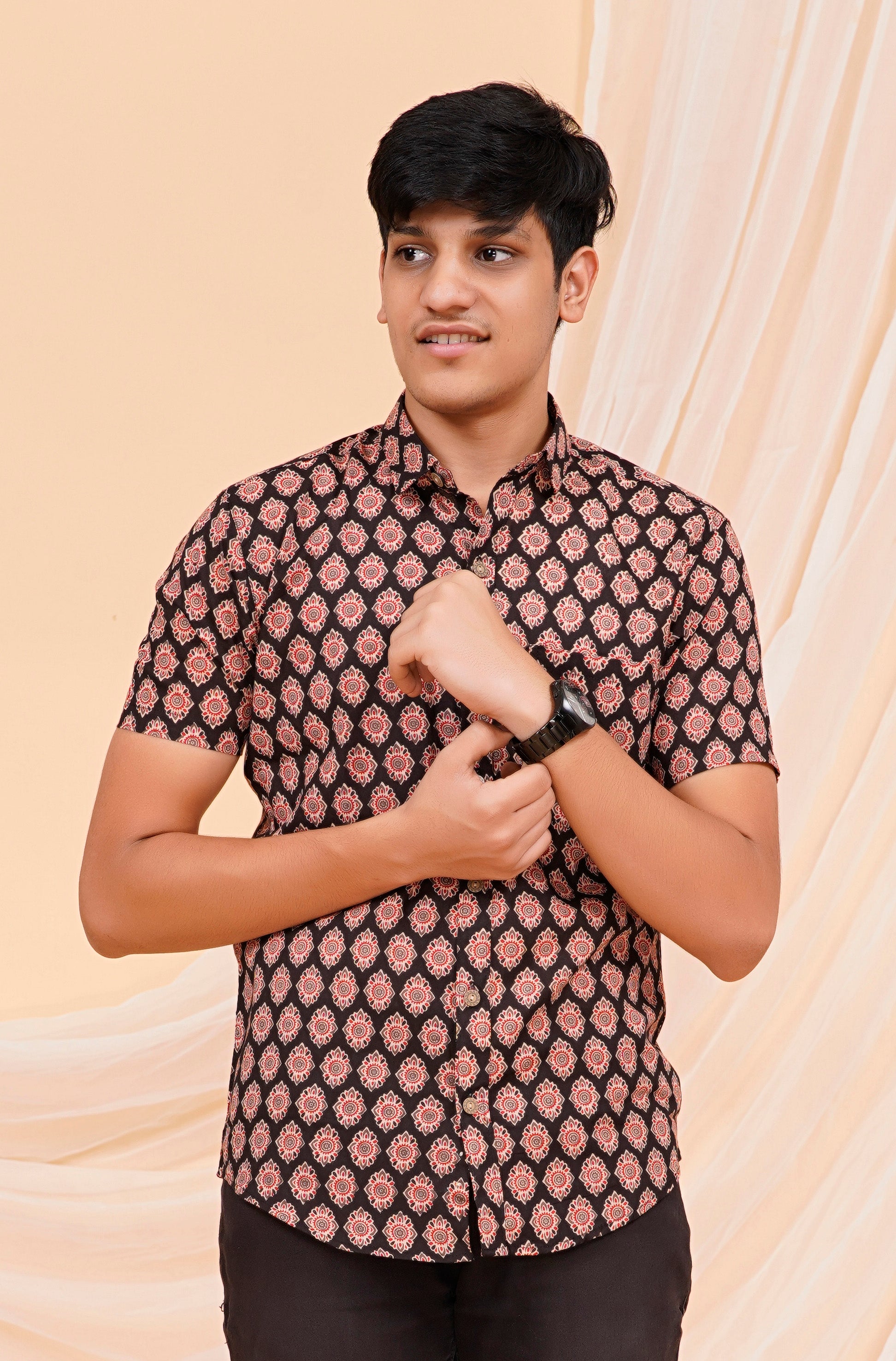 Ajrakh Tilak Half Sleeves Shirt