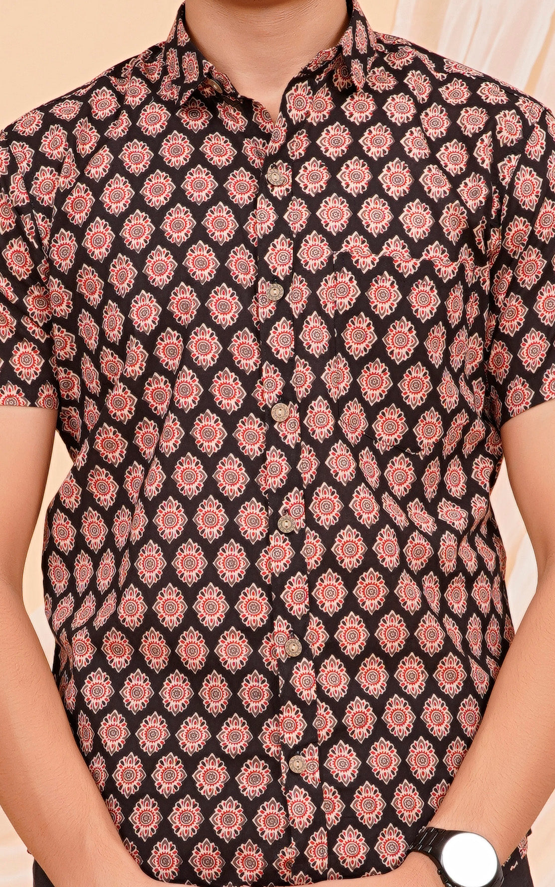Ajrakh Tilak Half Sleeves Shirt