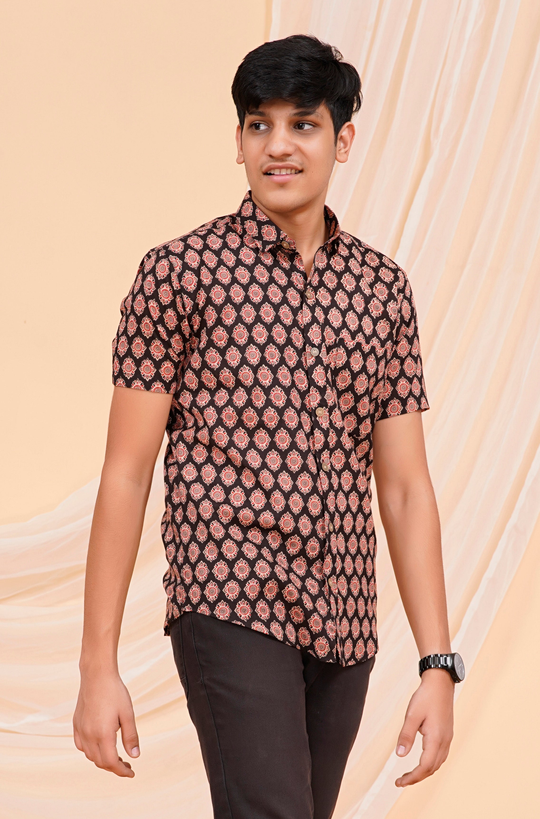 Ajrakh Tilak Half Sleeves Shirt