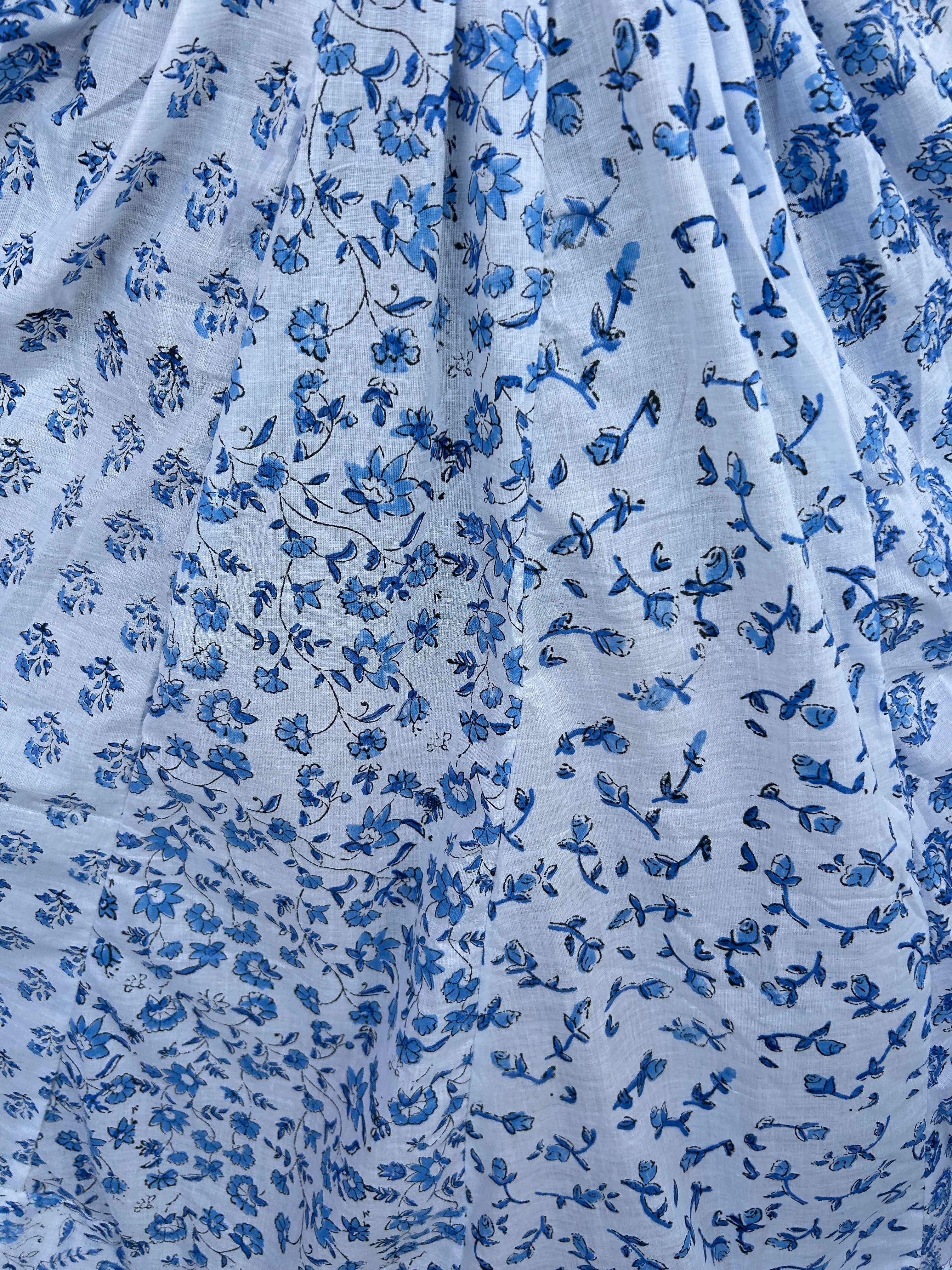 Blue Gulnaar Handblock Cotton Skirt