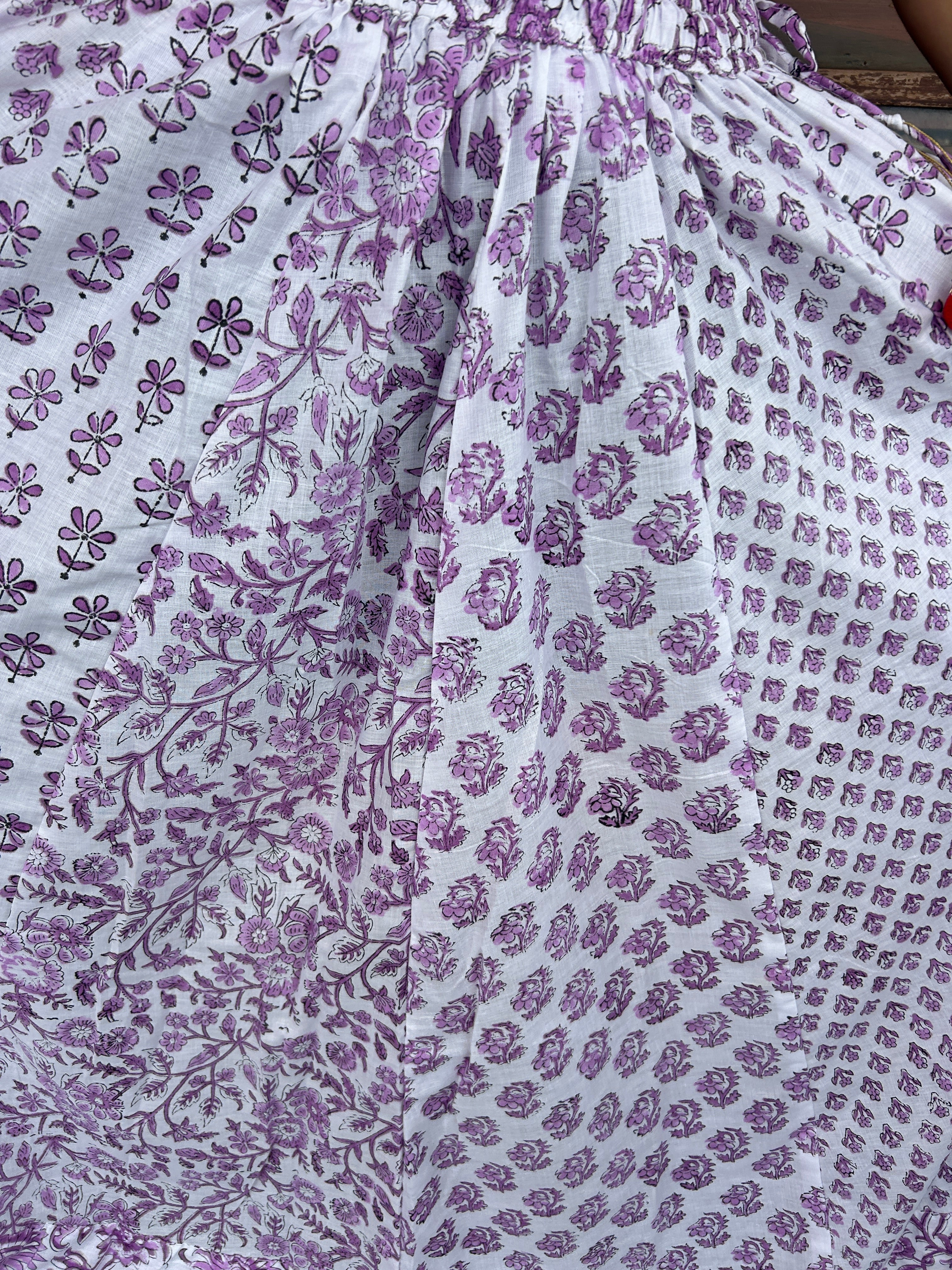 Purple Gulnaar Handblock Cotton Skirt