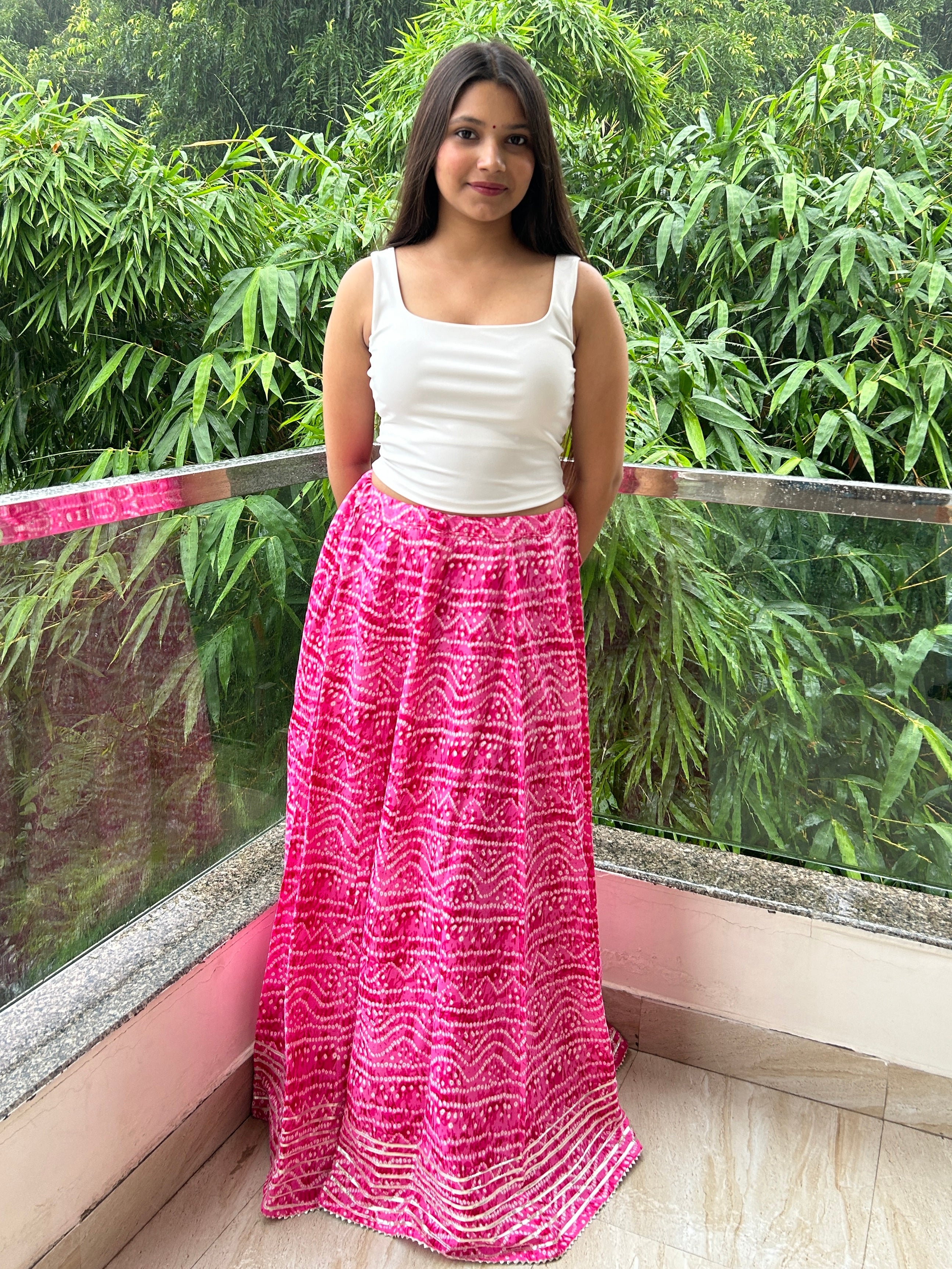 Pink Bandhej Nazakat Ghaghara