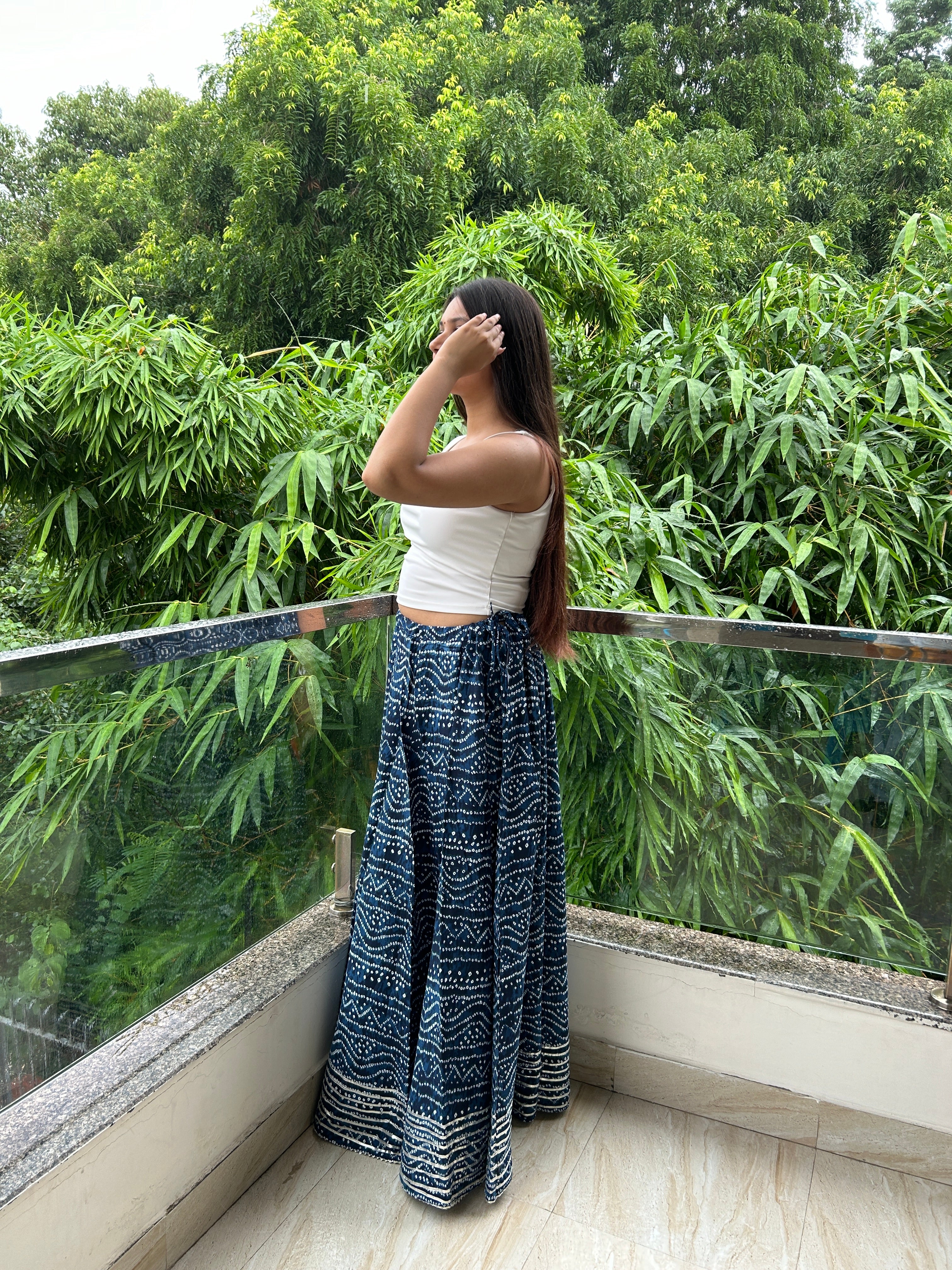 Blue Bandhej Nazakat Ghaghara