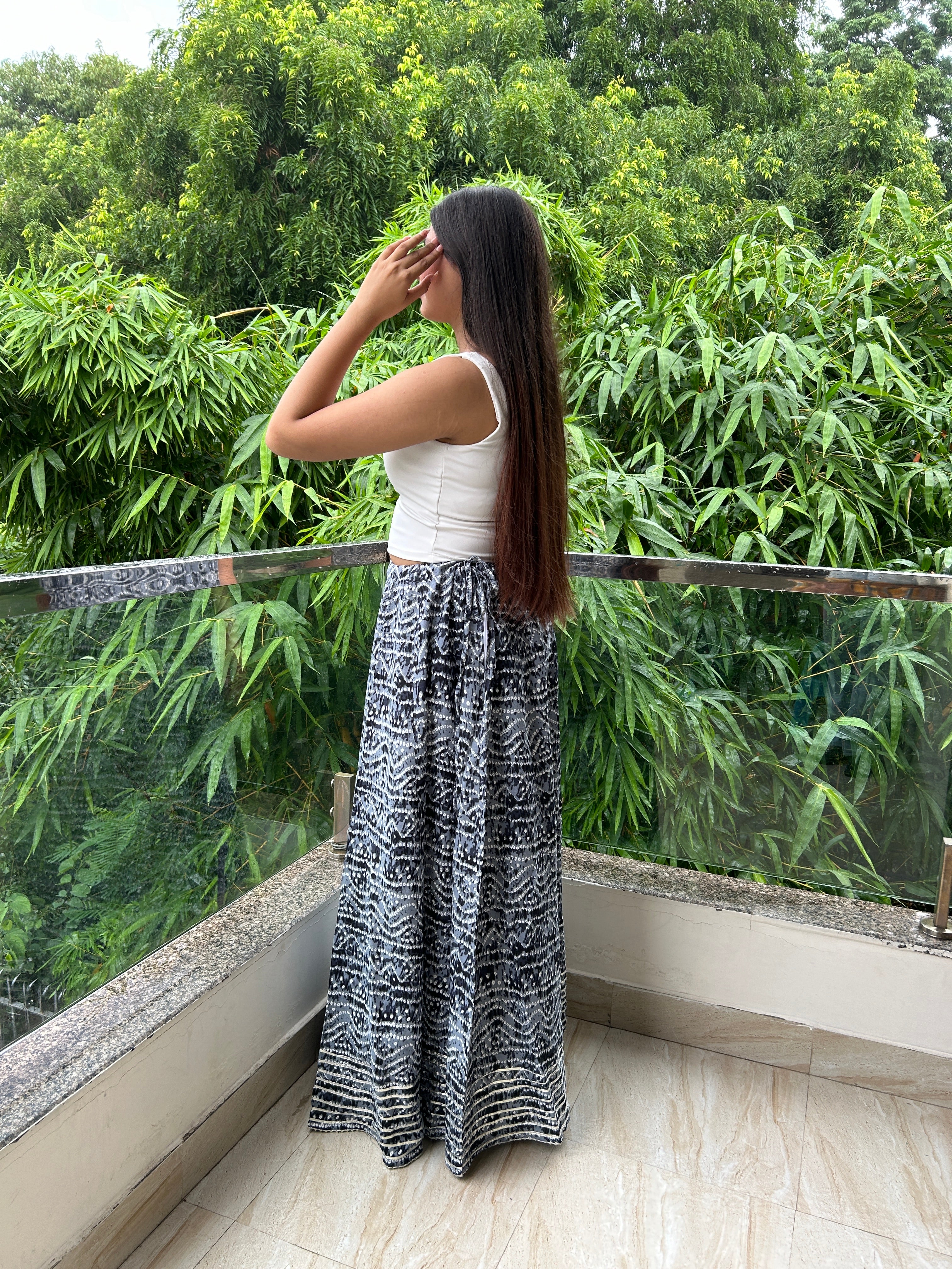 Grey Bandhej Nazakat Ghaghara