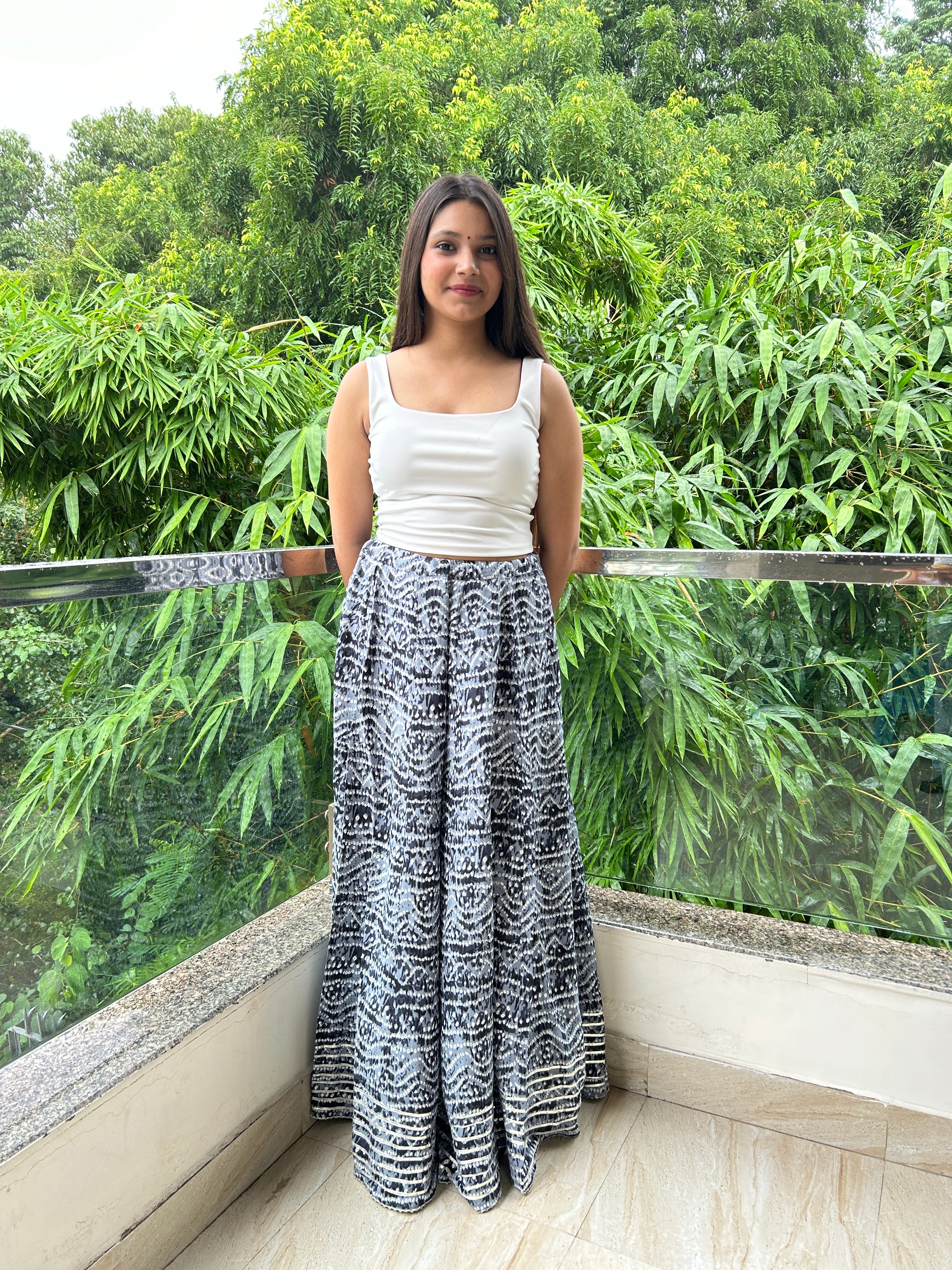 Grey Bandhej Nazakat Ghaghara