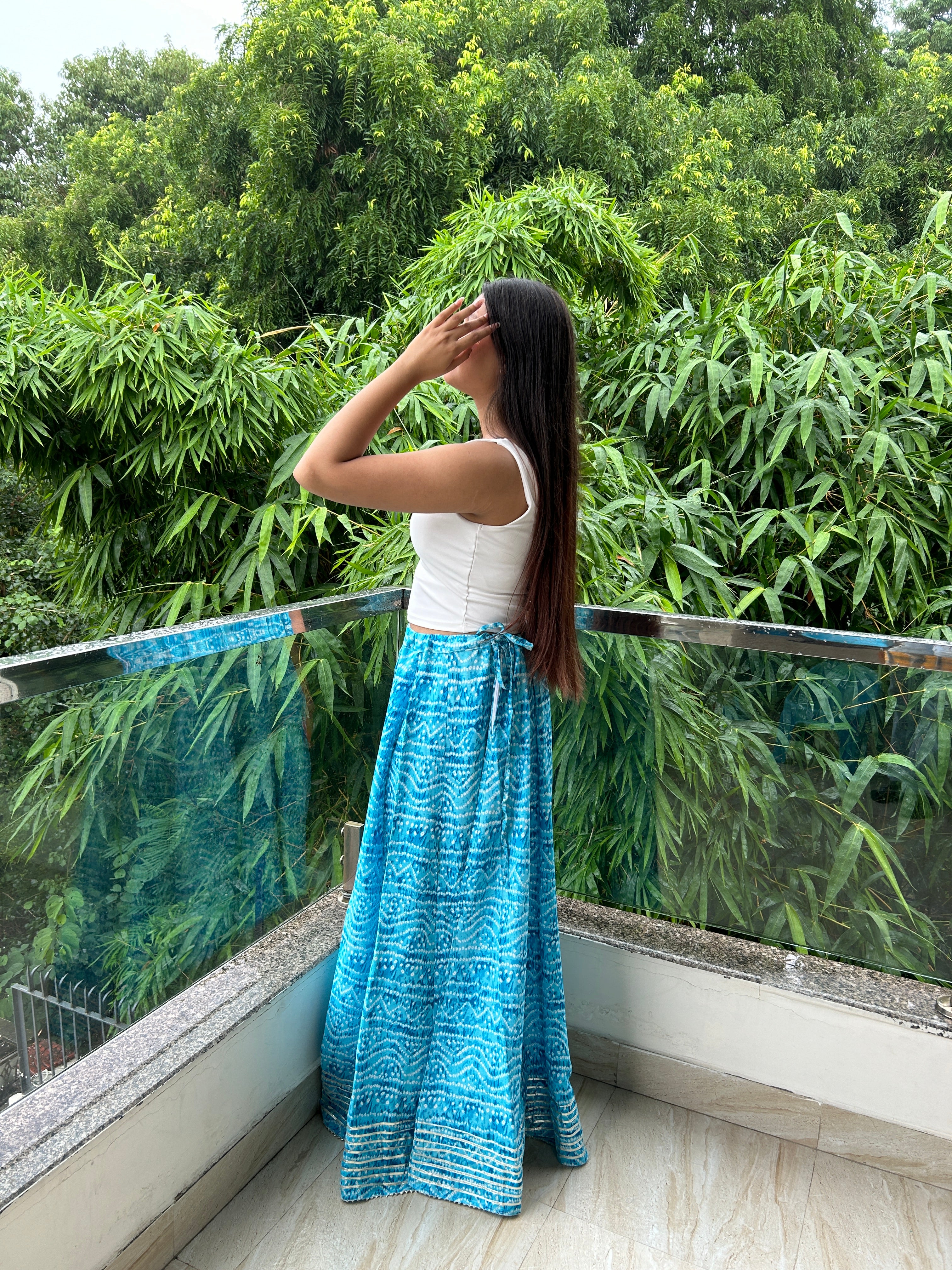 Light Blue Bandhej Nazakat Ghaghara