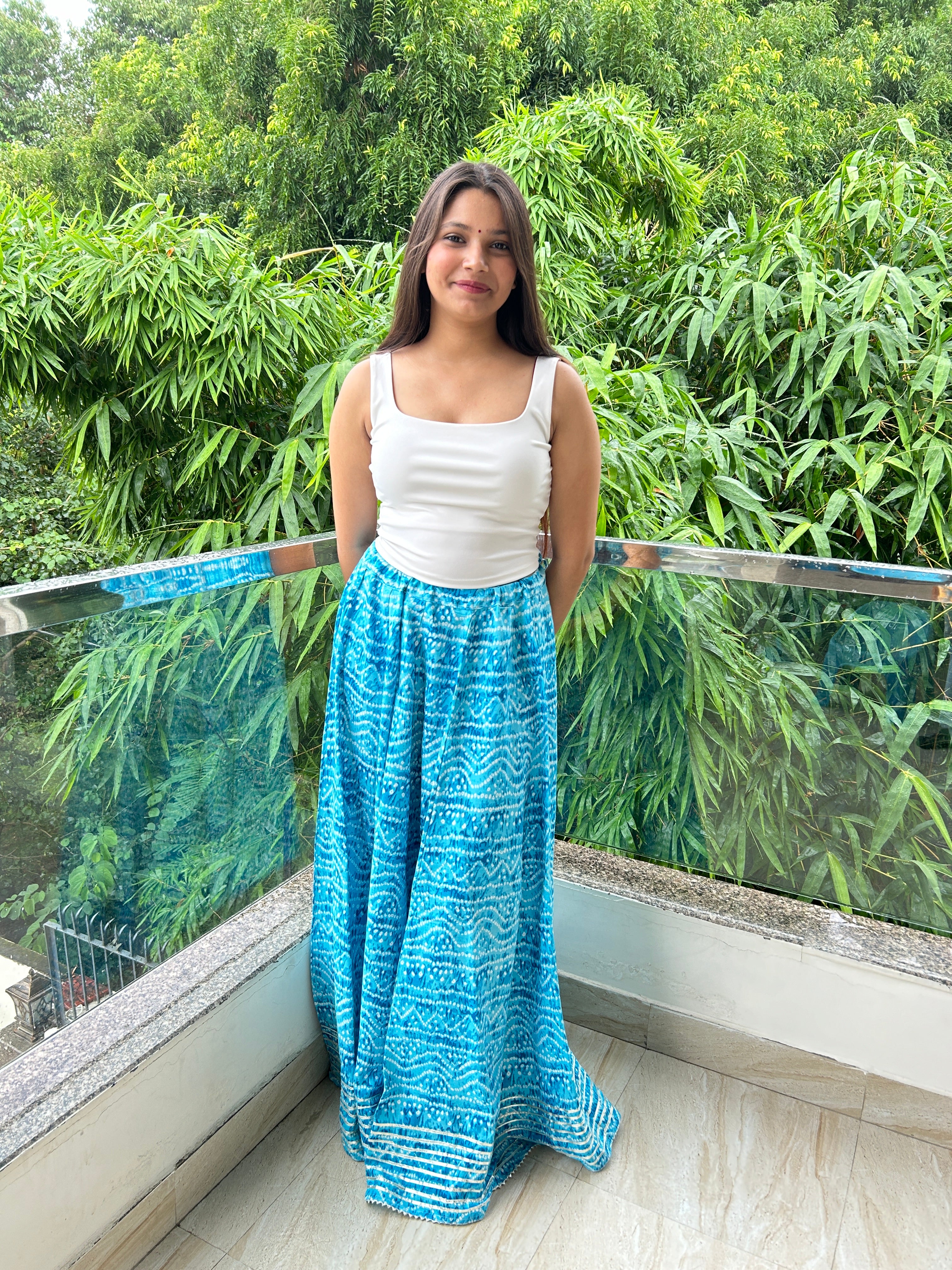 Light Blue Bandhej Nazakat Ghaghara