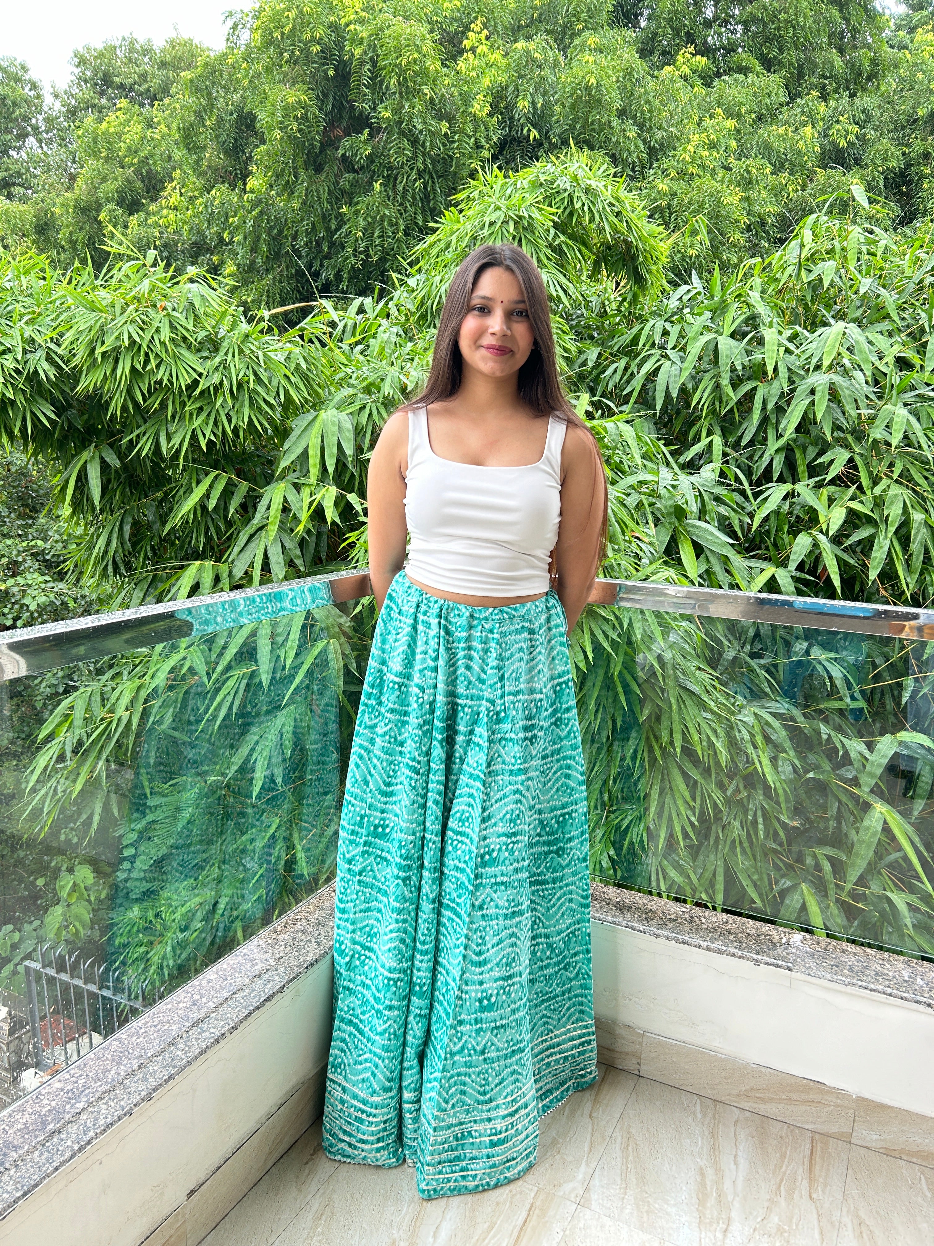 Light Green Bandhej Nazakat Ghaghara