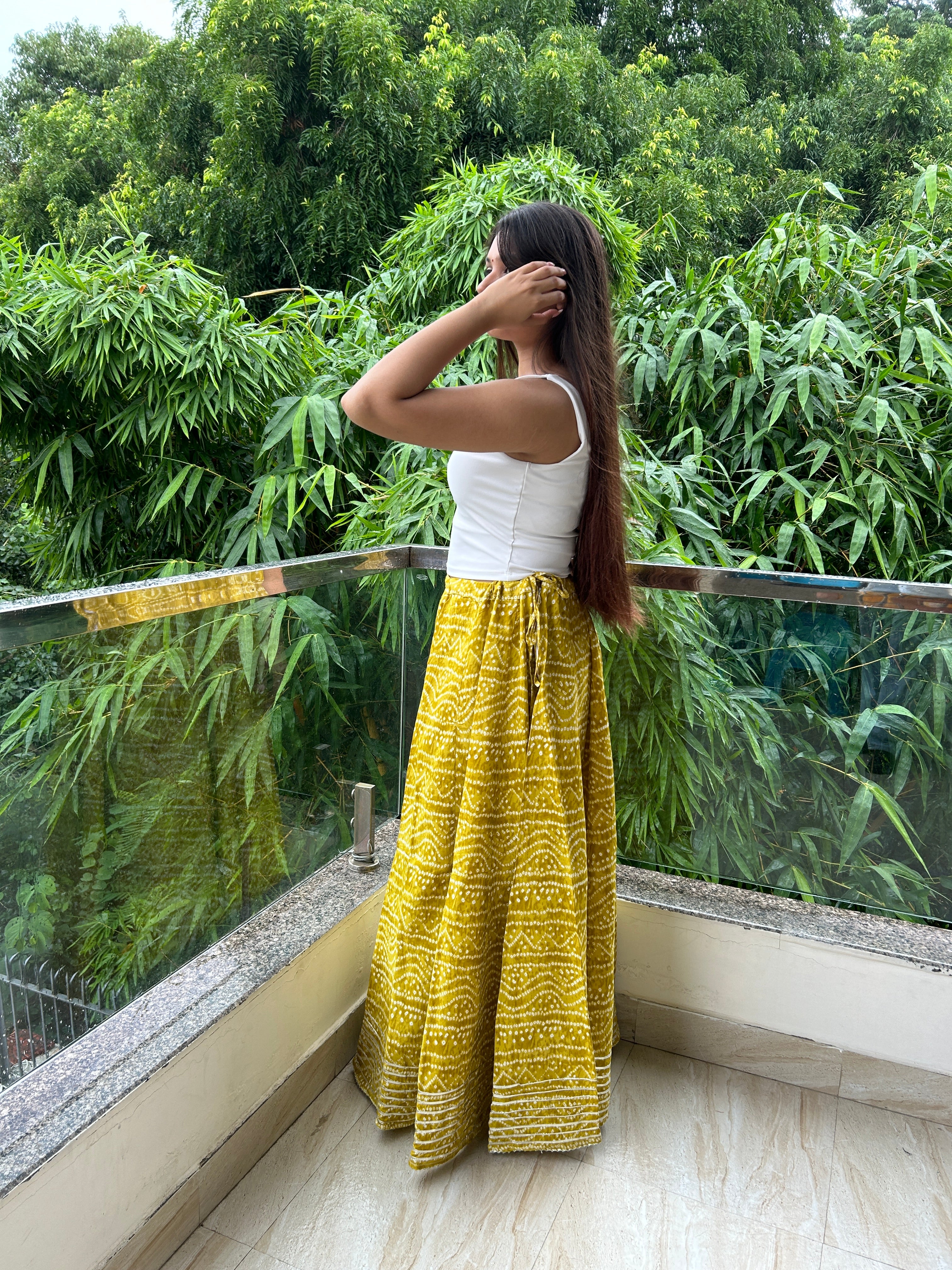 Yellow Bandhej Nazakat Ghaghara