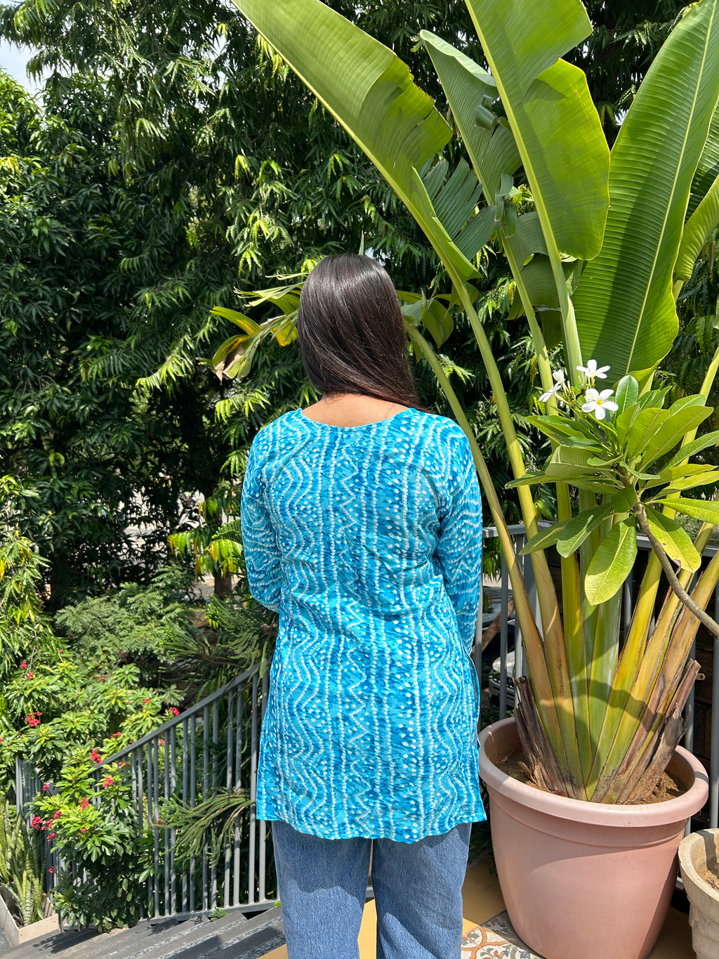 Light Blue Bandhej Noorani Kurti