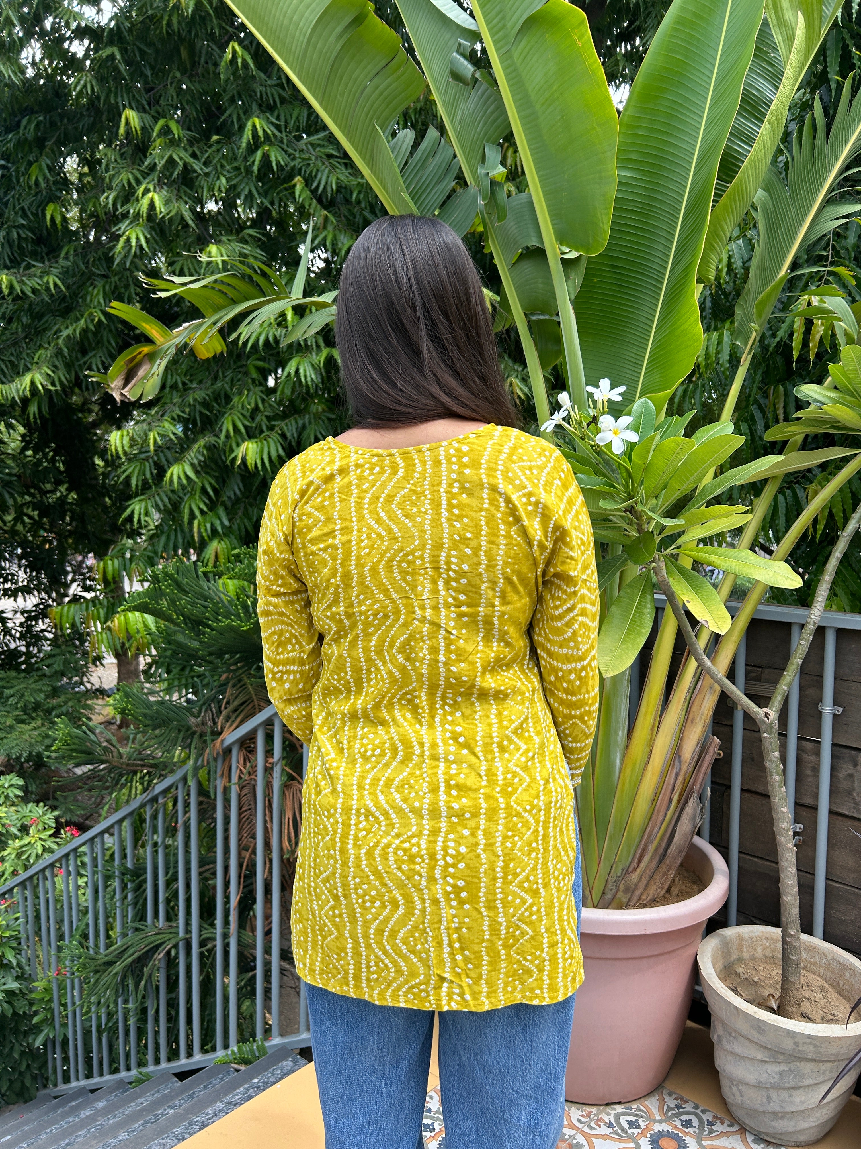 Yellow Bandhej Noorani Kurti