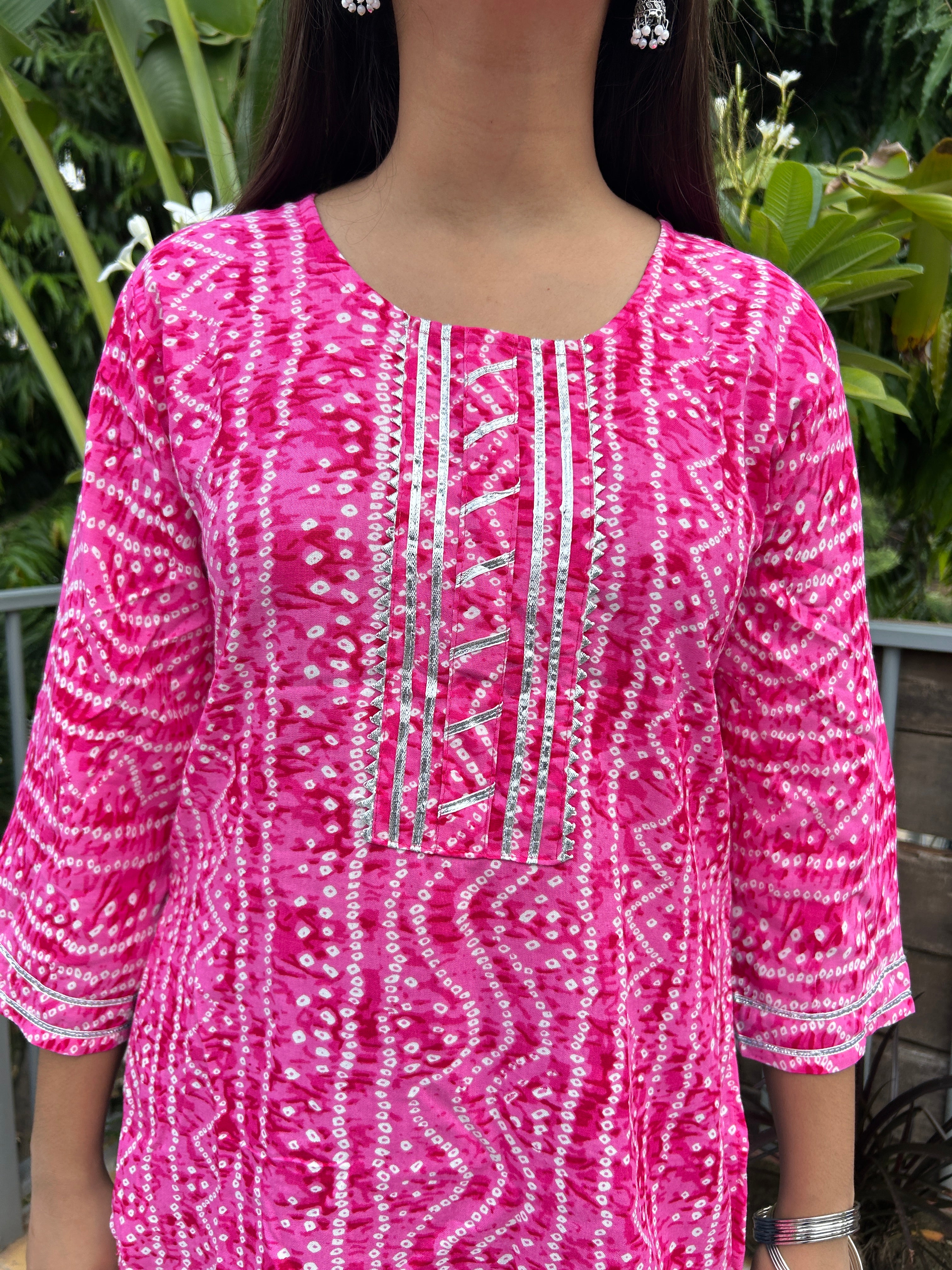 Light Pink Bandhej Noorani Kurti