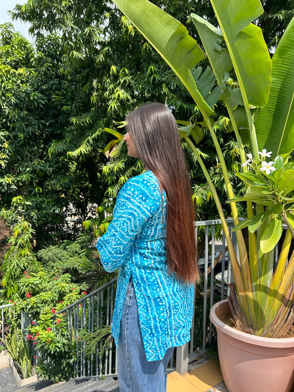 Light Blue Bandhej Noorani Kurti