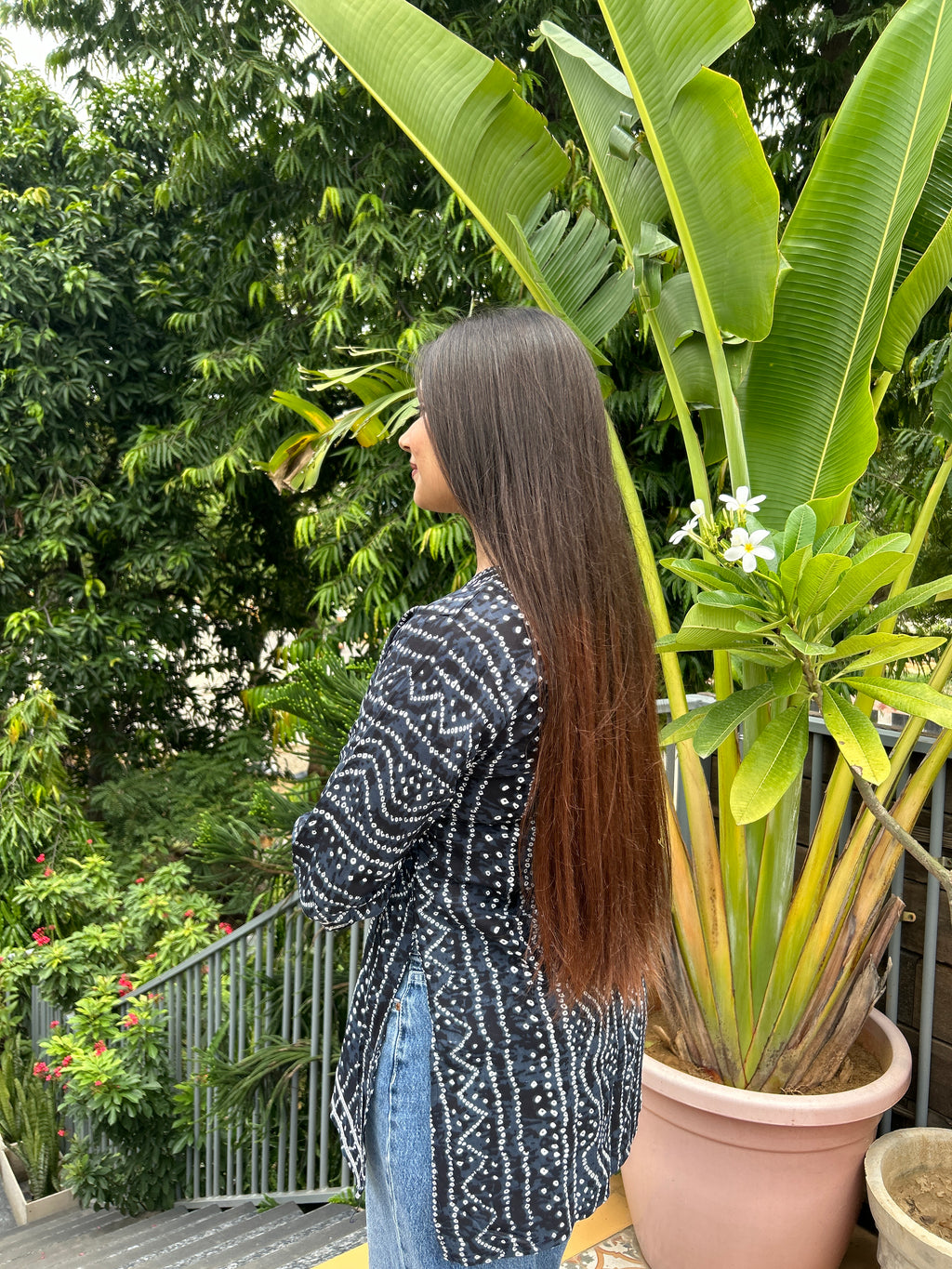 Navy Blue Bandhej Noorani Kurti