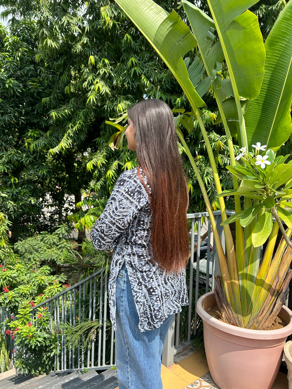 Grey Bandhej Noorani Kurti