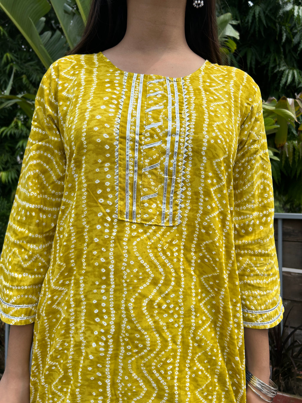 Yellow Bandhej Noorani Kurti