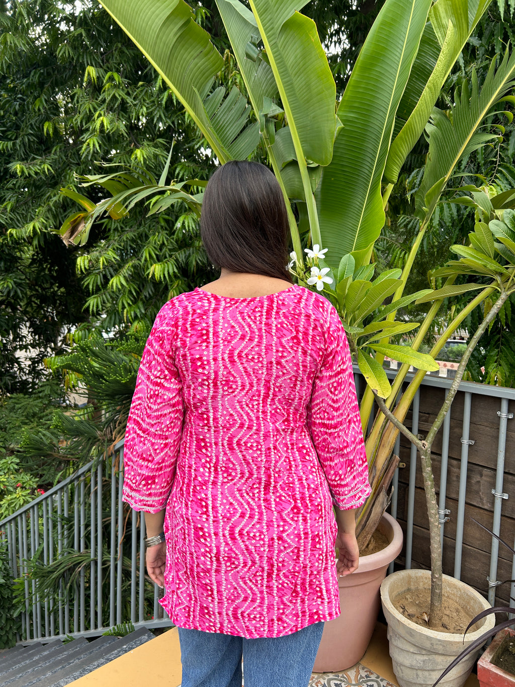 Light Pink Bandhej Noorani Kurti