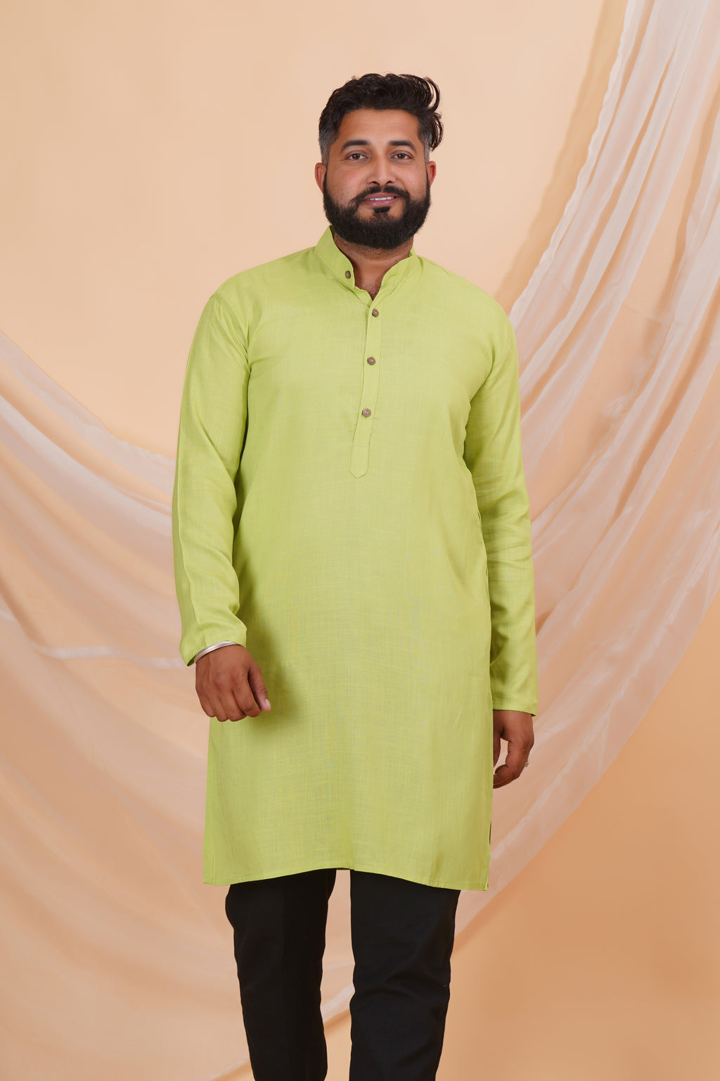 Pista Long Rayon Slub Solid Men's Kurta