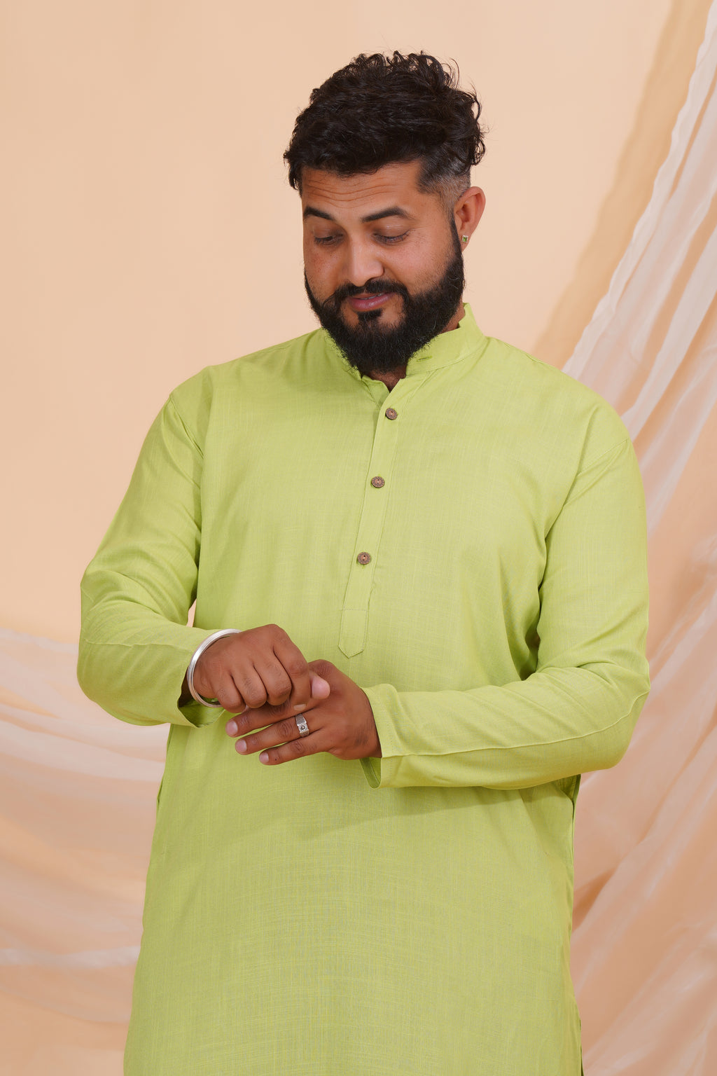 Pista Long Rayon Slub Solid Men's Kurta
