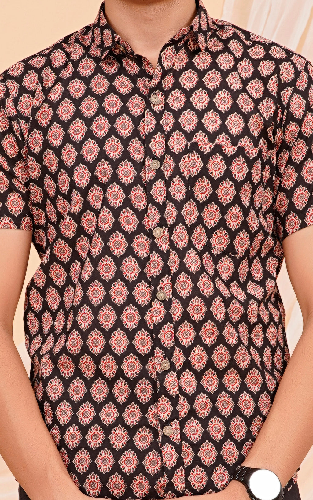 Ajrakh Tilak Half Sleeves Shirt