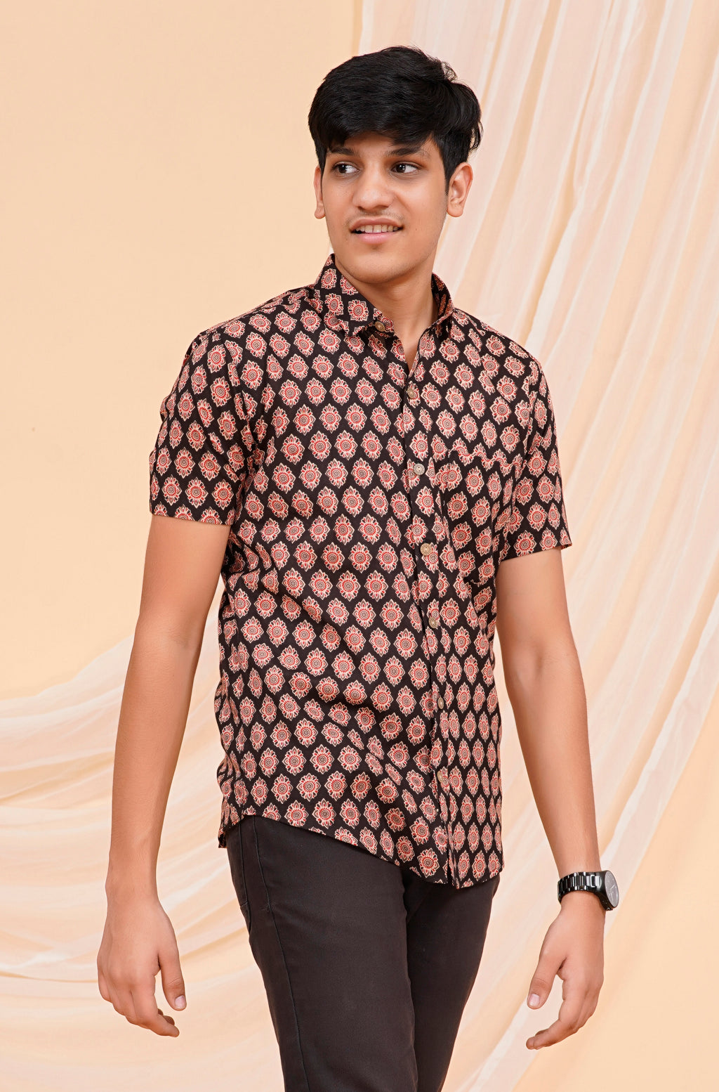 Ajrakh Tilak Half Sleeves Shirt