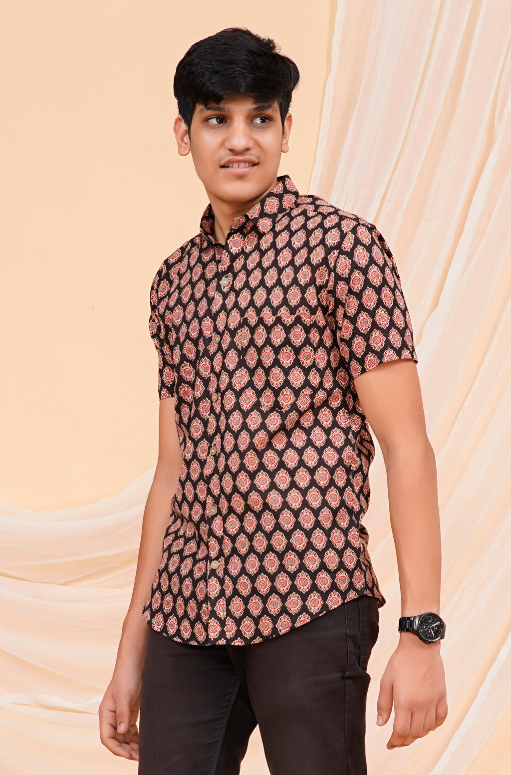 Ajrakh Tilak Half Sleeves Shirt