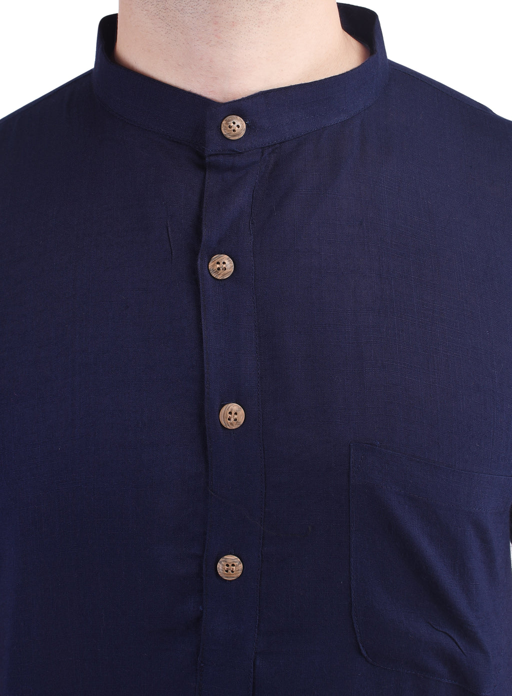 Navy Blue Short Rayon Slub Solid Men's Modi Kurta