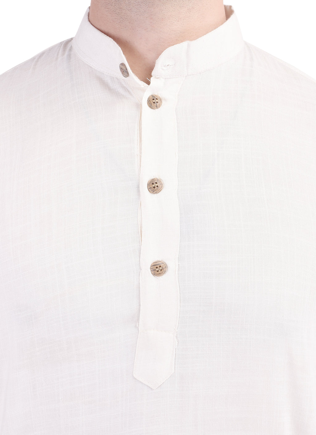 Off-White Long Rayon Slub Solid Men's Kurta