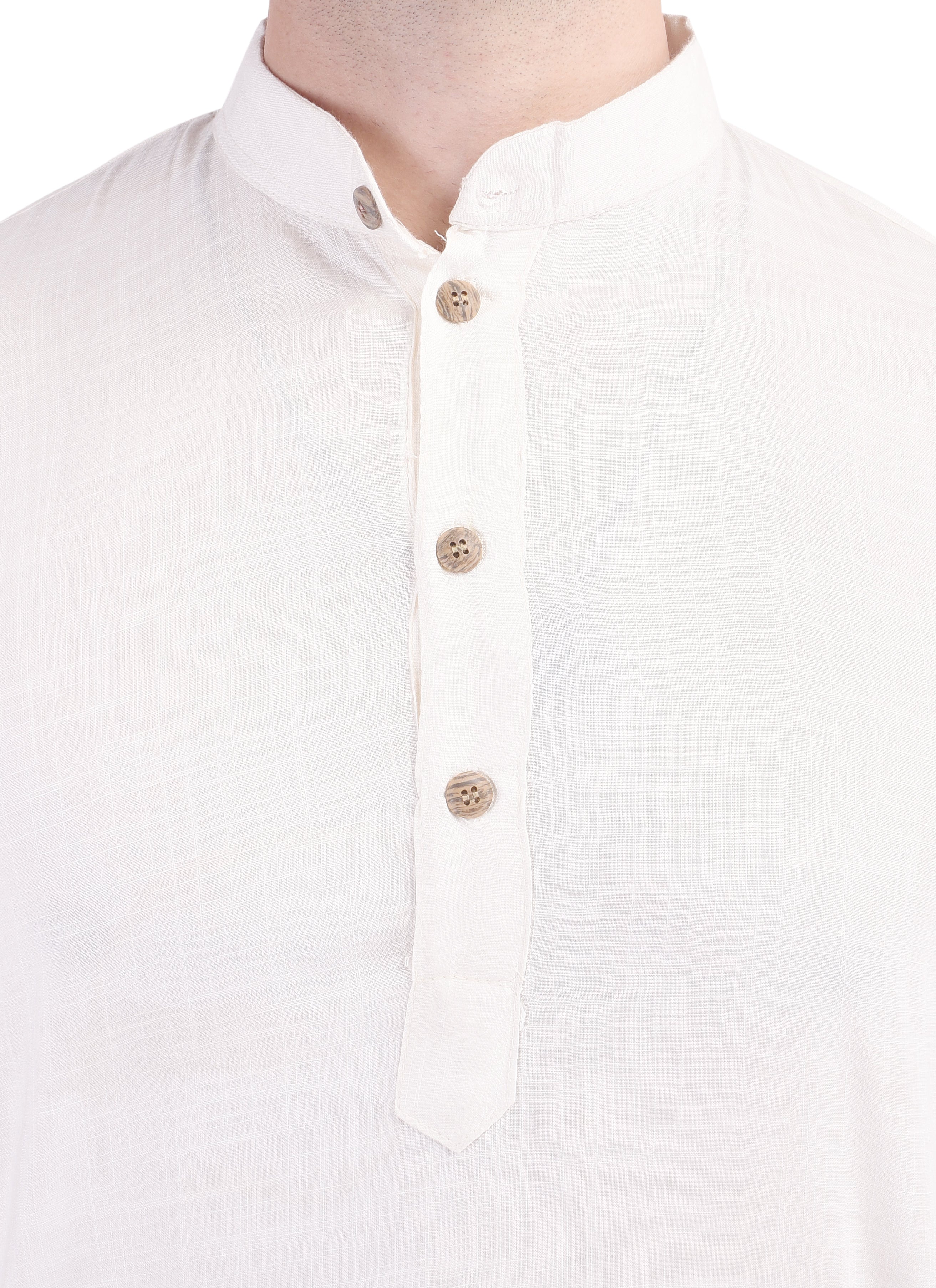 Off-White Long Rayon Slub Solid Men's Kurta