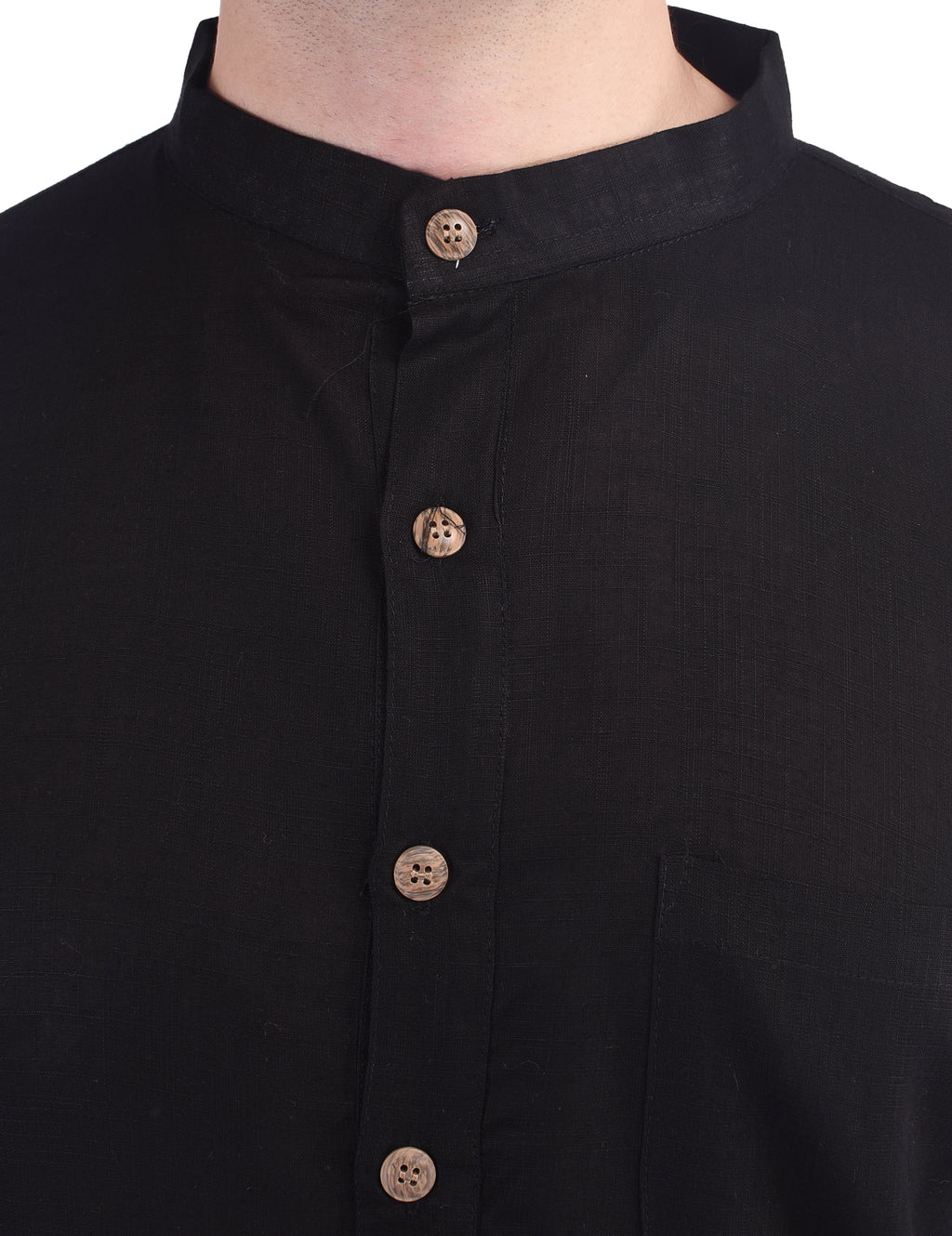 Black Short Rayon Slub Solid Men's Modi Kurta