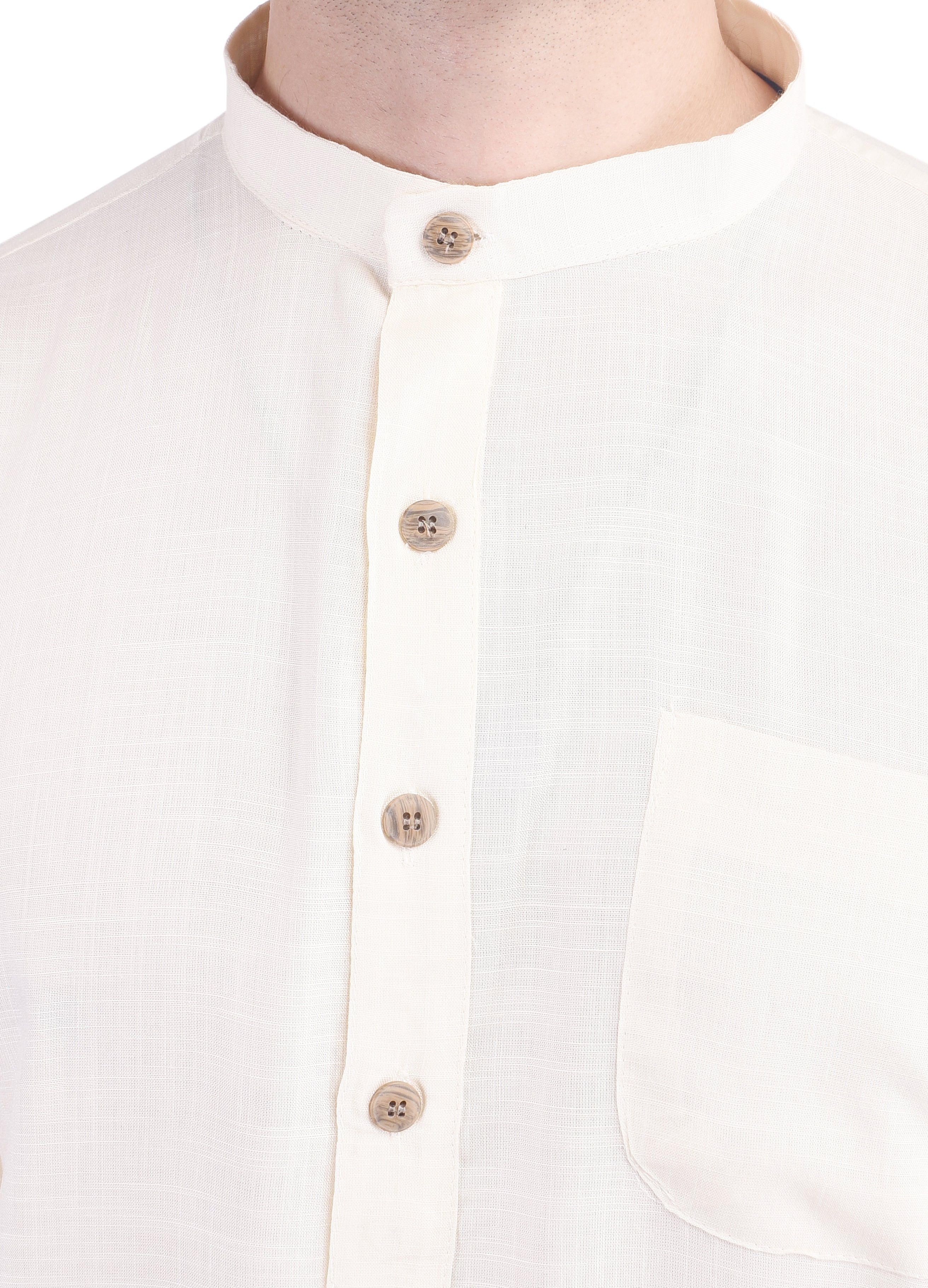 Off-White Short Rayon Slub Solid Men's Modi Kurta