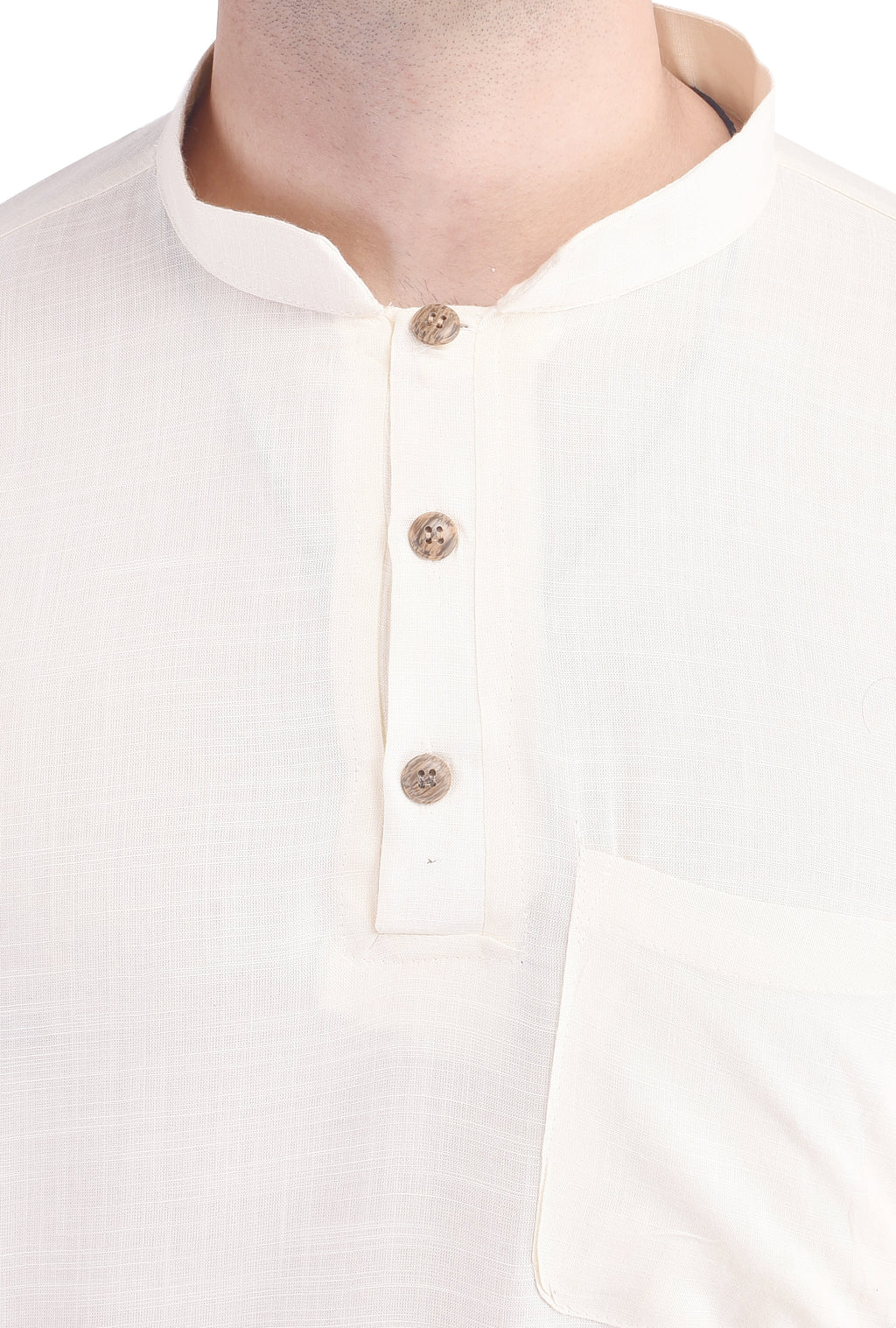 Off-White Short Rayon Slub Solid Men's Kurta