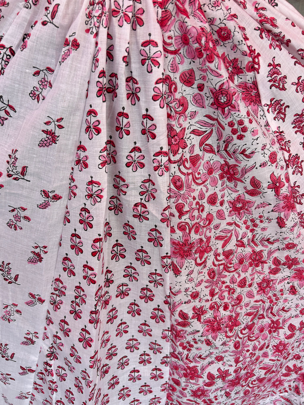 Pink Gulnaar Handblock Cotton Skirt