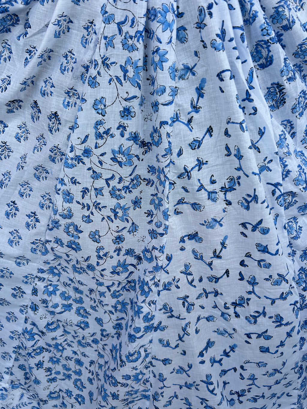 Blue Gulnaar Handblock Cotton Skirt