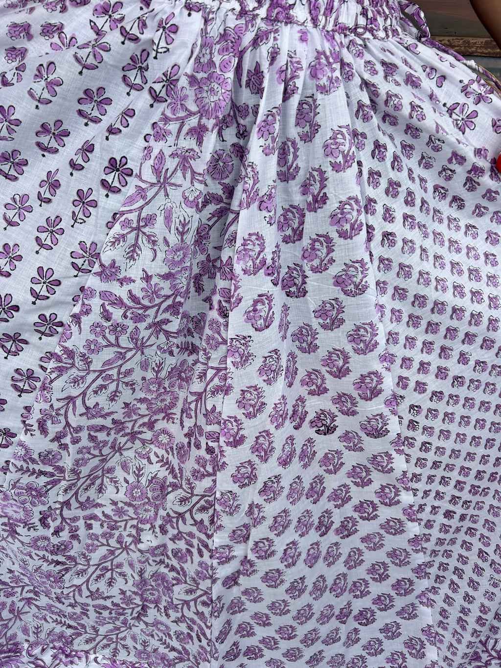 Purple Gulnaar Handblock Cotton Skirt