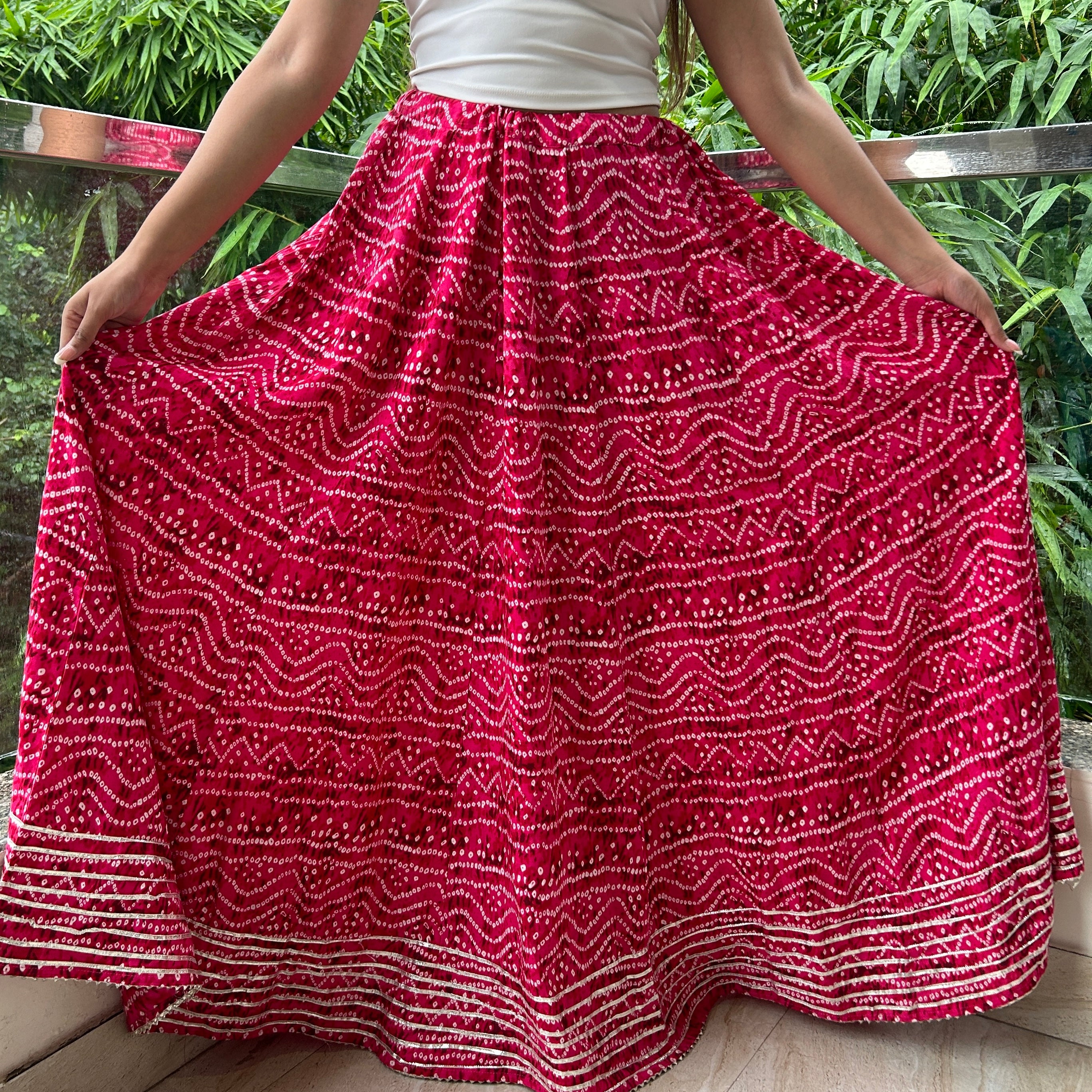 Rani Pink Bandhej Nazakat Ghaghara