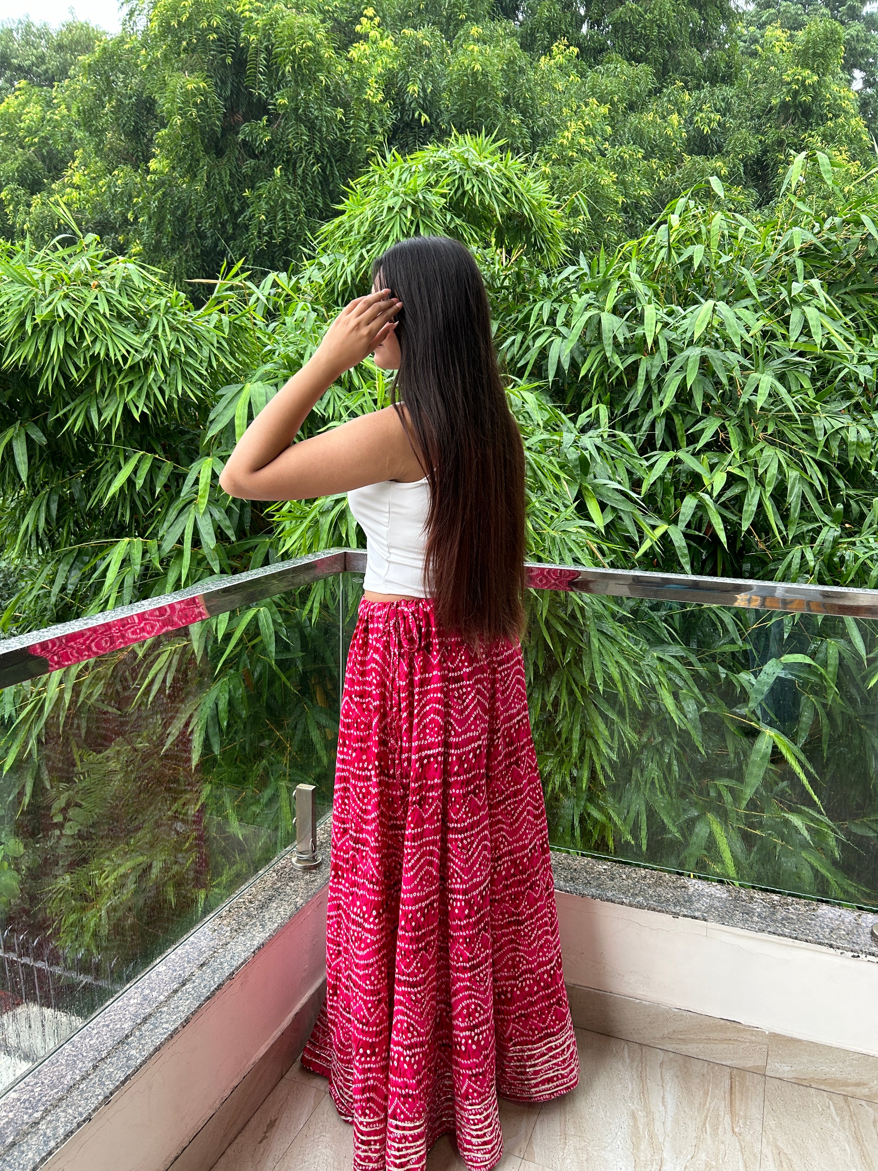 Rani Pink Bandhej Nazakat Ghaghara