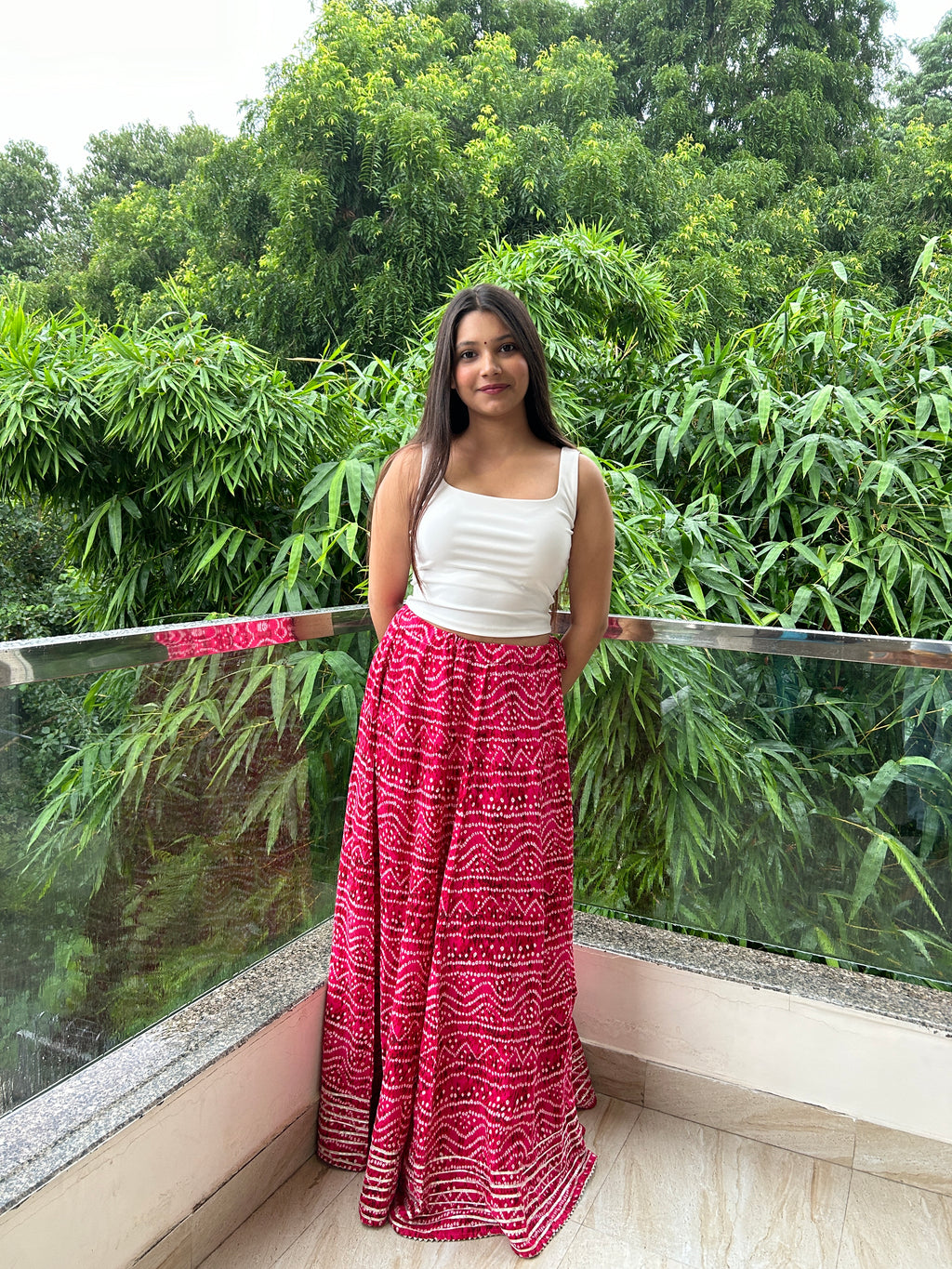 Rani Pink Bandhej Nazakat Ghaghara