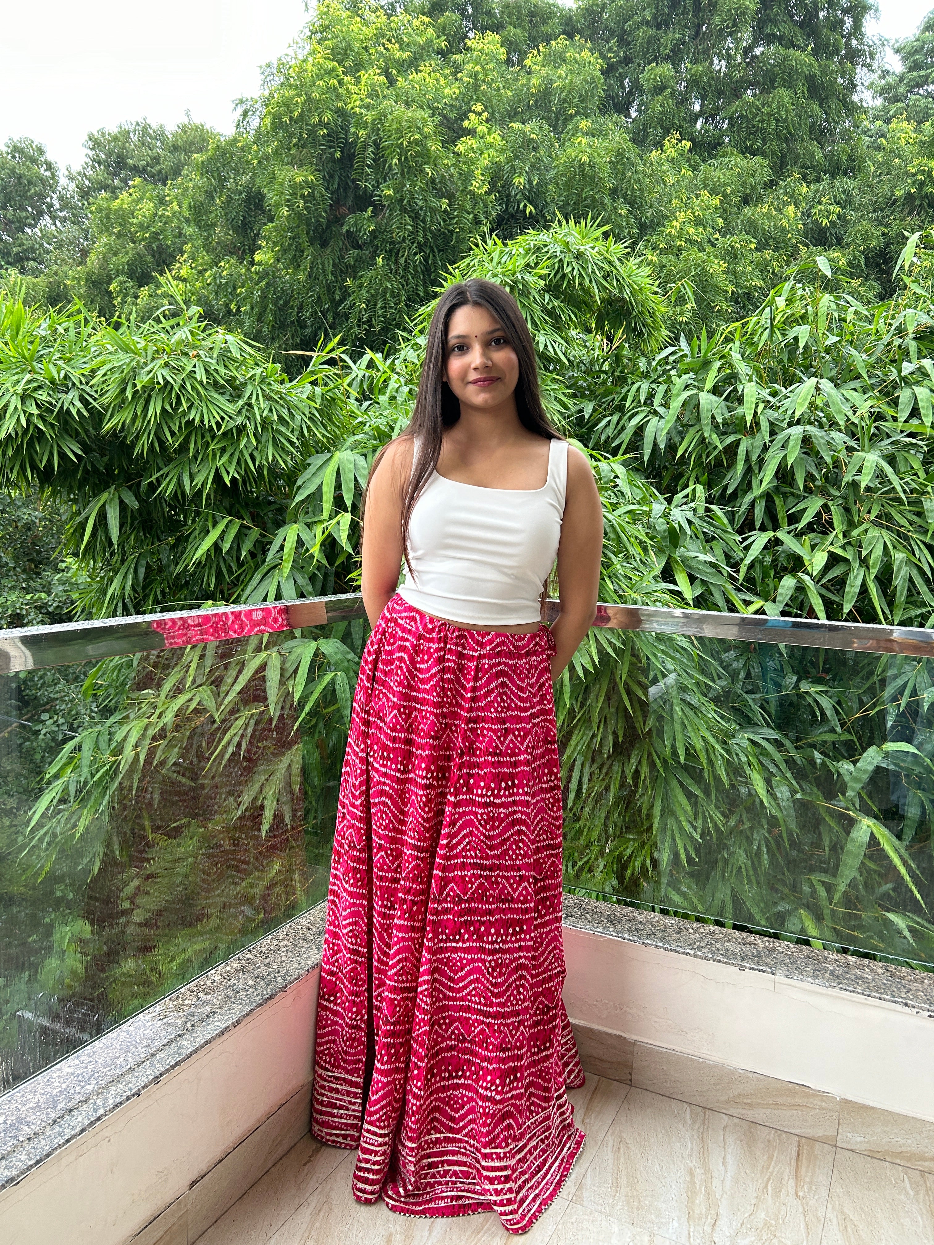 Rani Pink Bandhej Nazakat Ghaghara