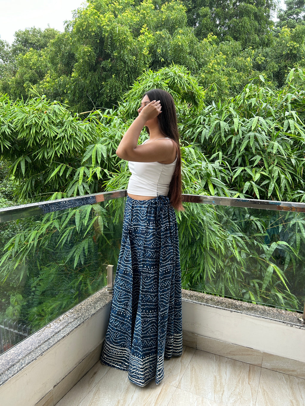 Blue Bandhej Nazakat Ghaghara