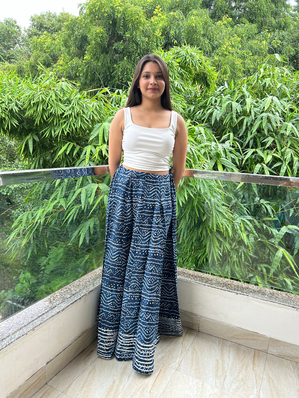 Blue Bandhej Nazakat Ghaghara