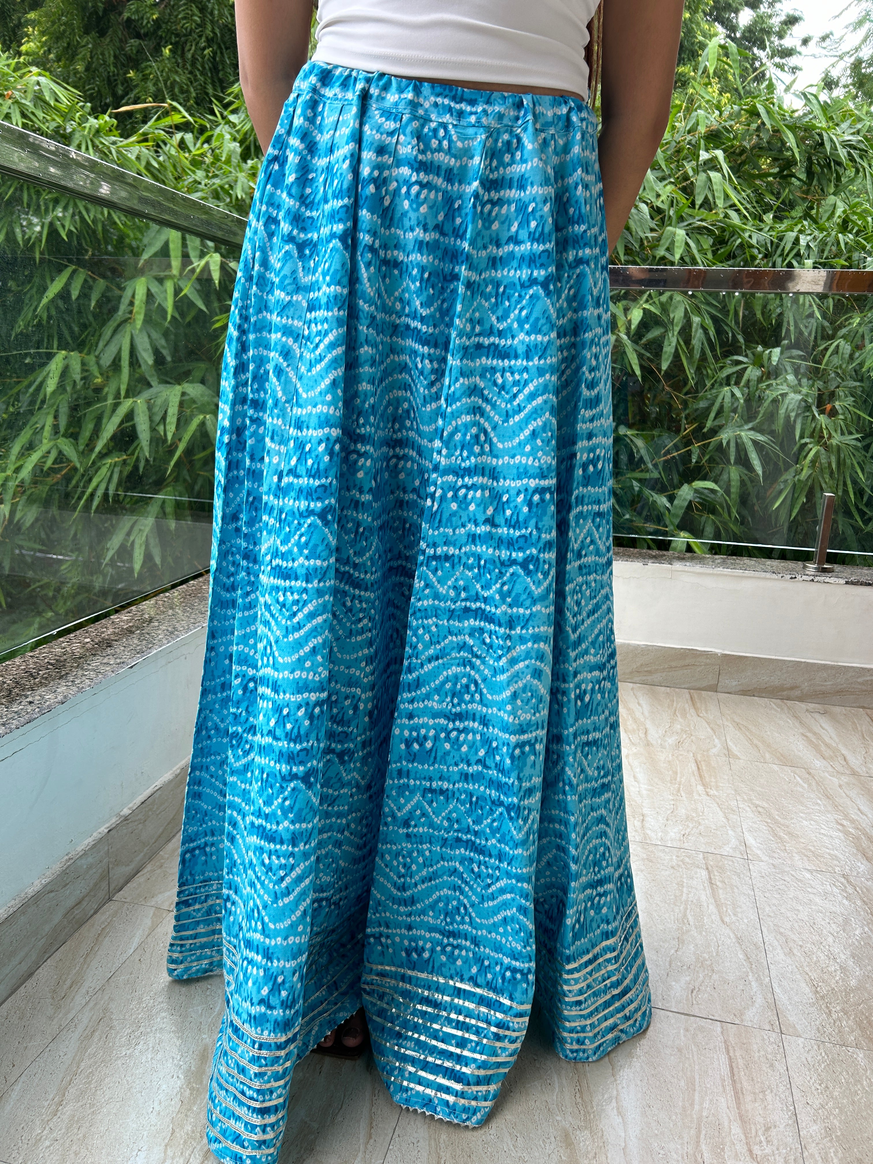 Light Blue Bandhej Nazakat Ghaghara