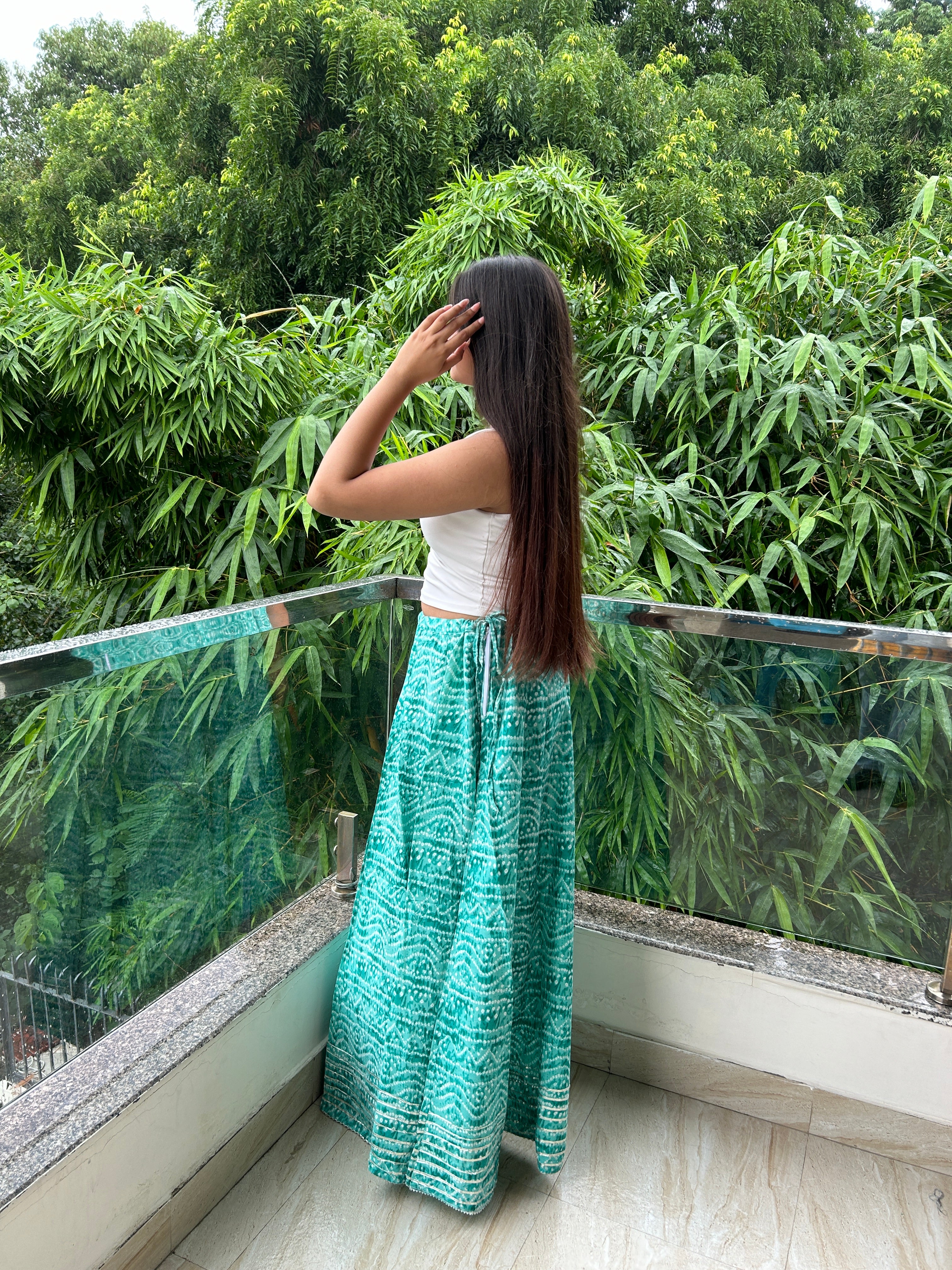 Light Green Bandhej Nazakat Ghaghara