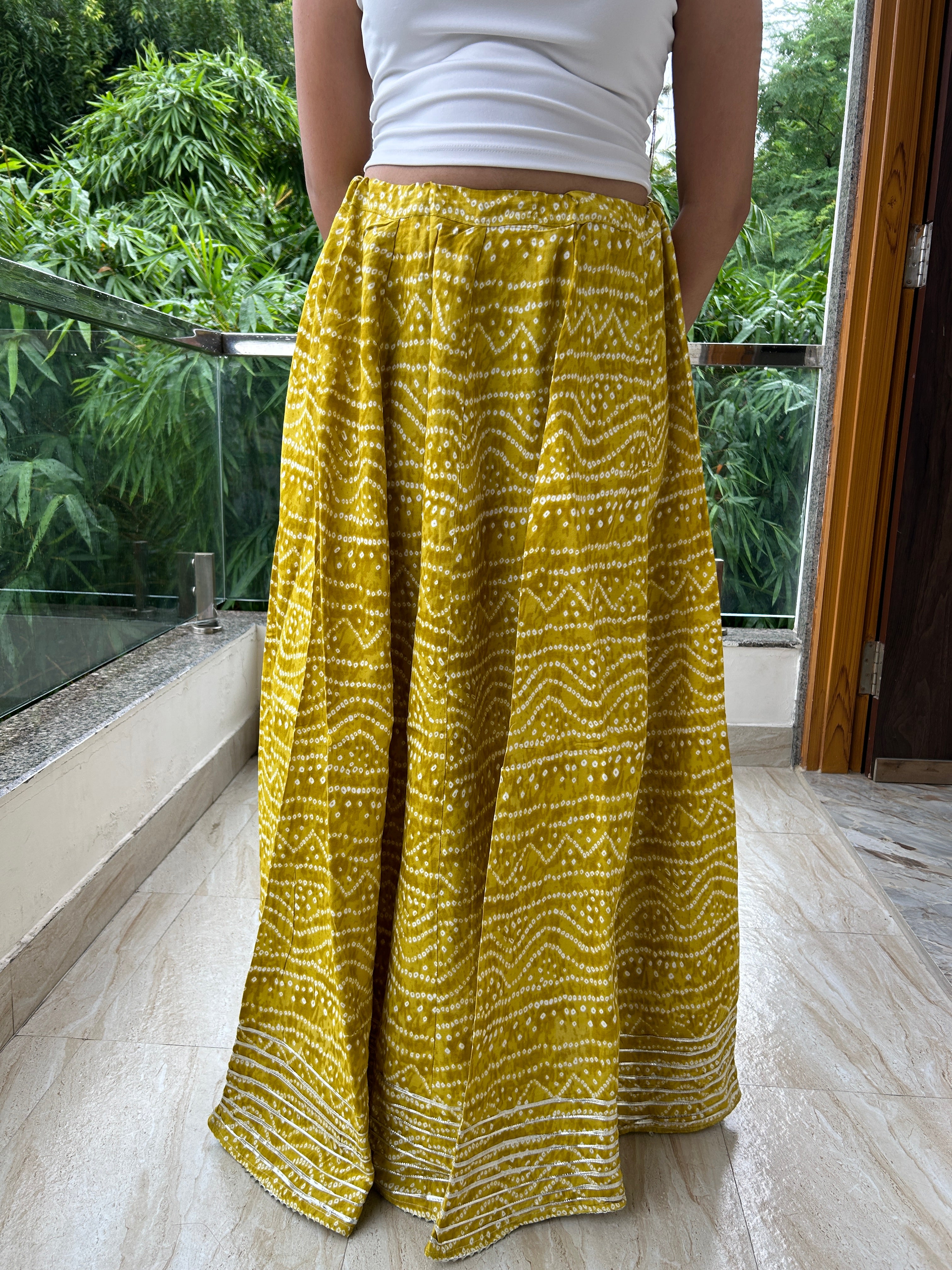 Yellow Bandhej Nazakat Ghaghara