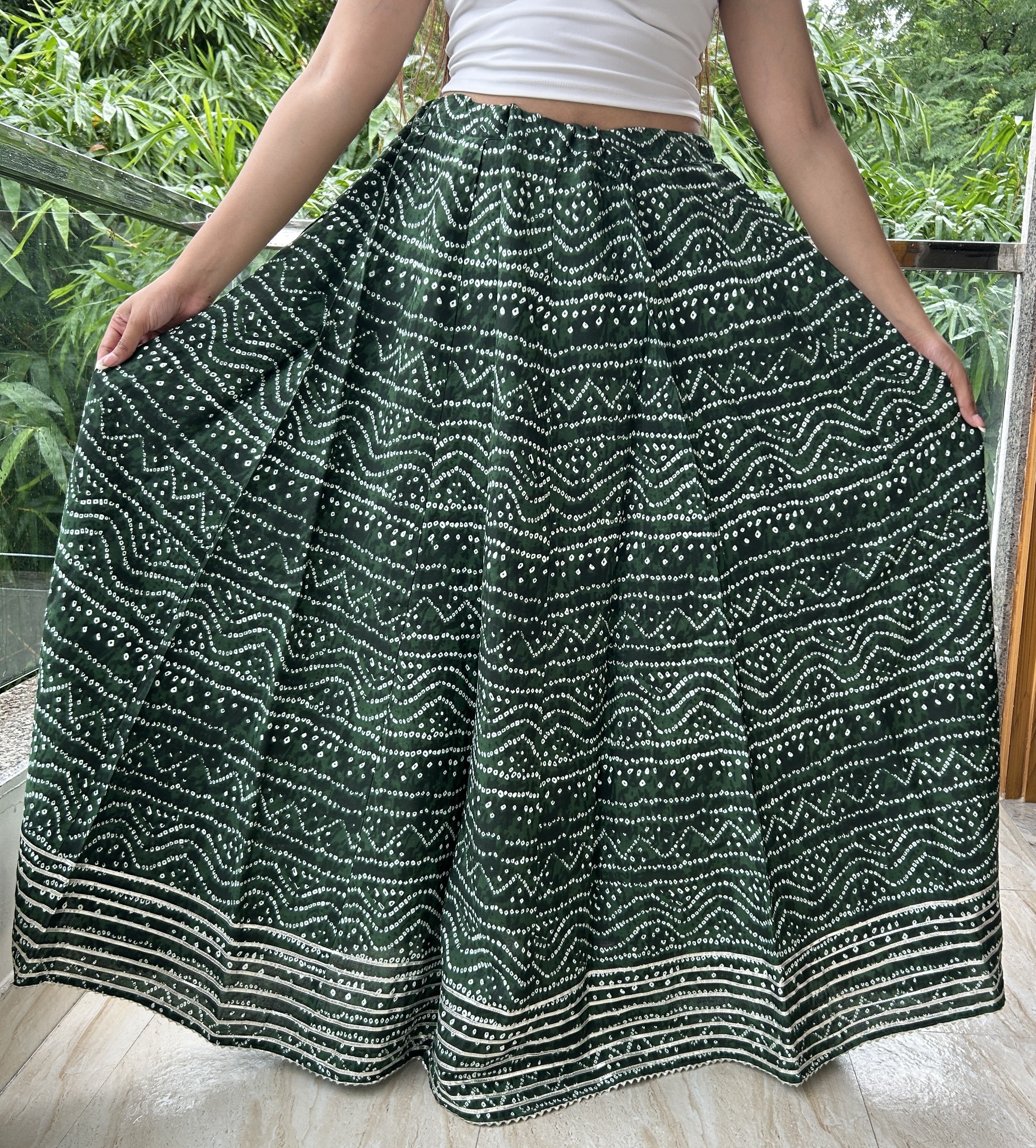 Olive Bandhej Nazakat Ghaghara